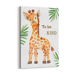 Giraffe "To Be Kind" Quote Nursery Baby Wall Art - The Affordable Art Company
