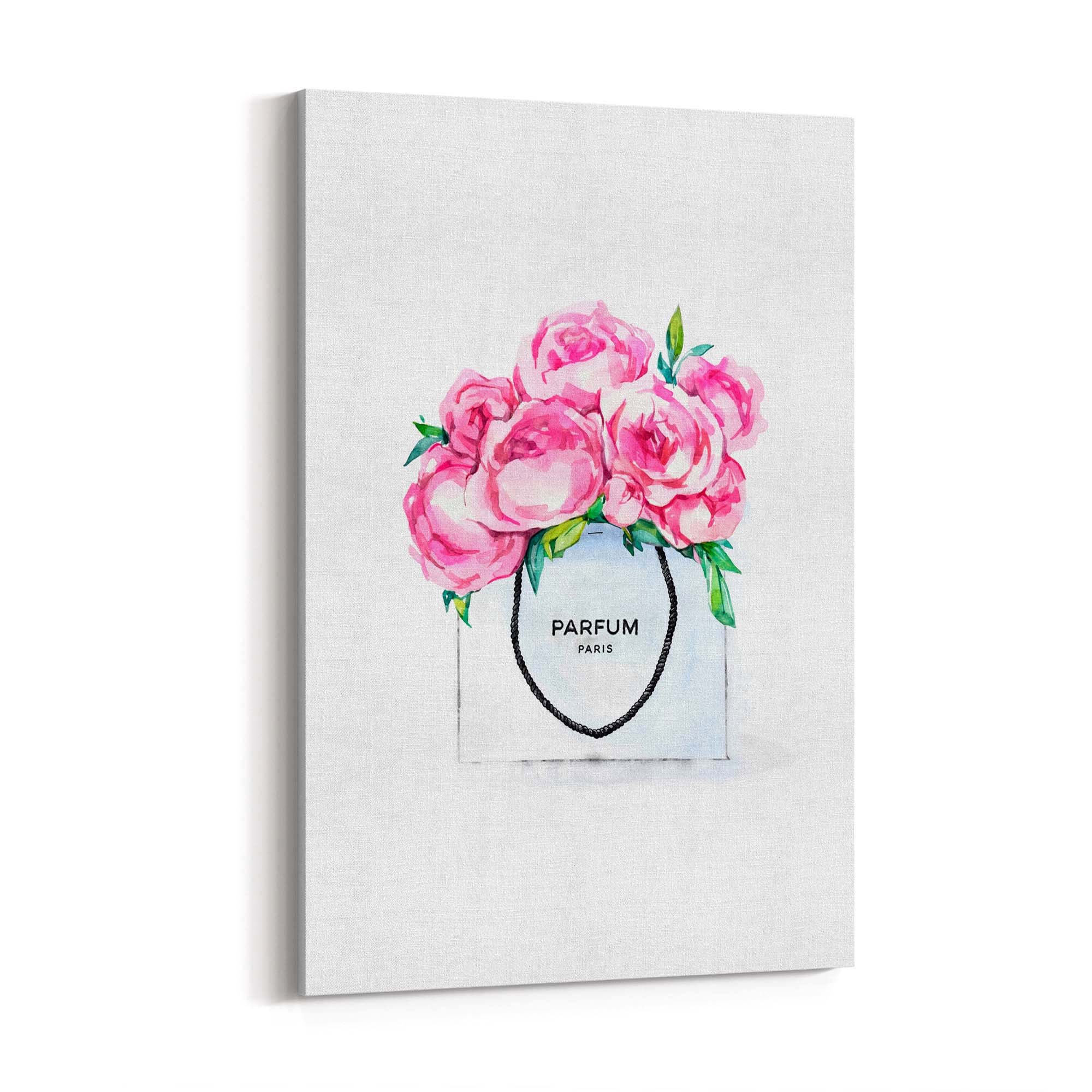 Pink Floral Perfume Bottle Fashion Flowers Wall Art #1 - The Affordable Art Company