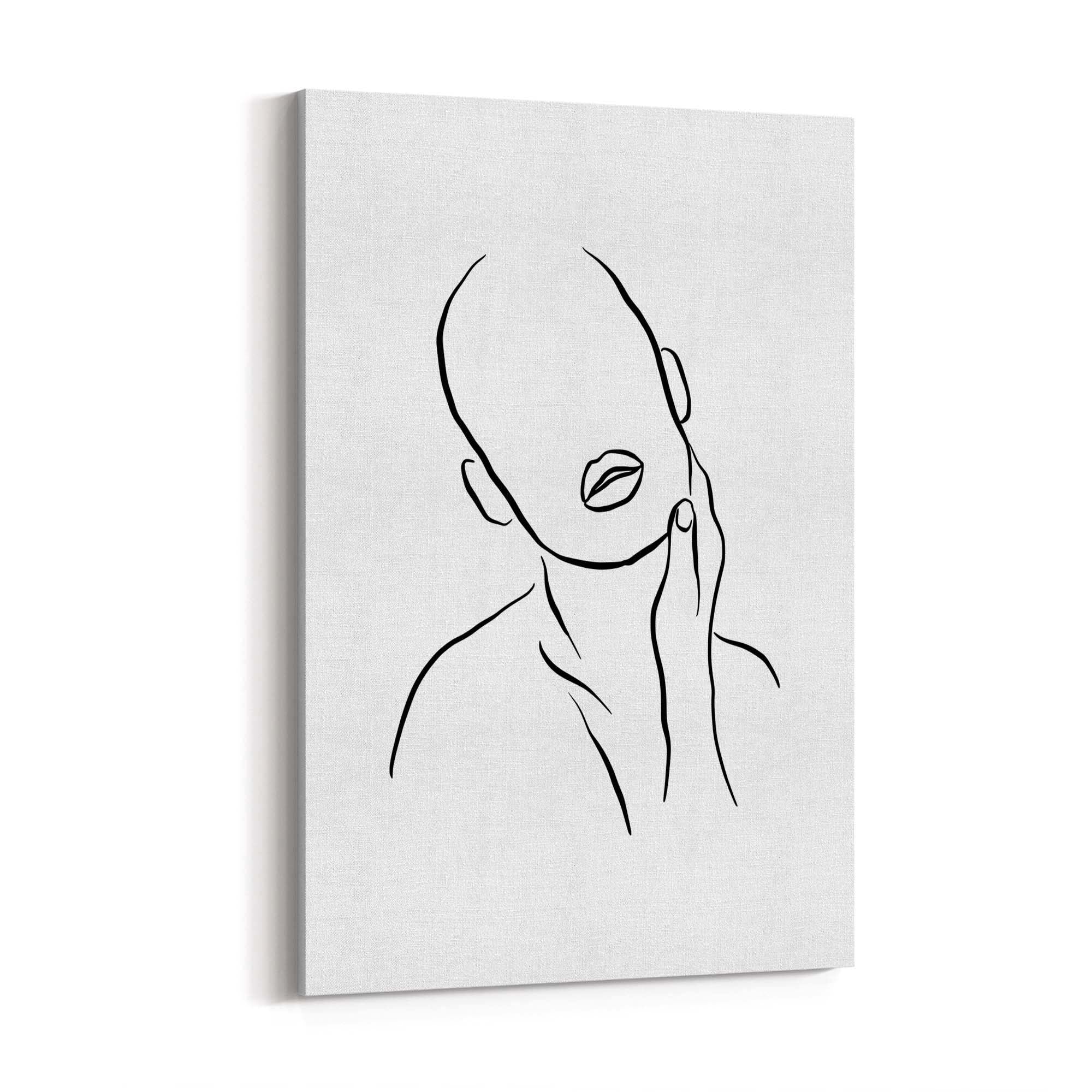 Thoughtful Female Minimal Line Drawing Wall Art - The Affordable Art Company