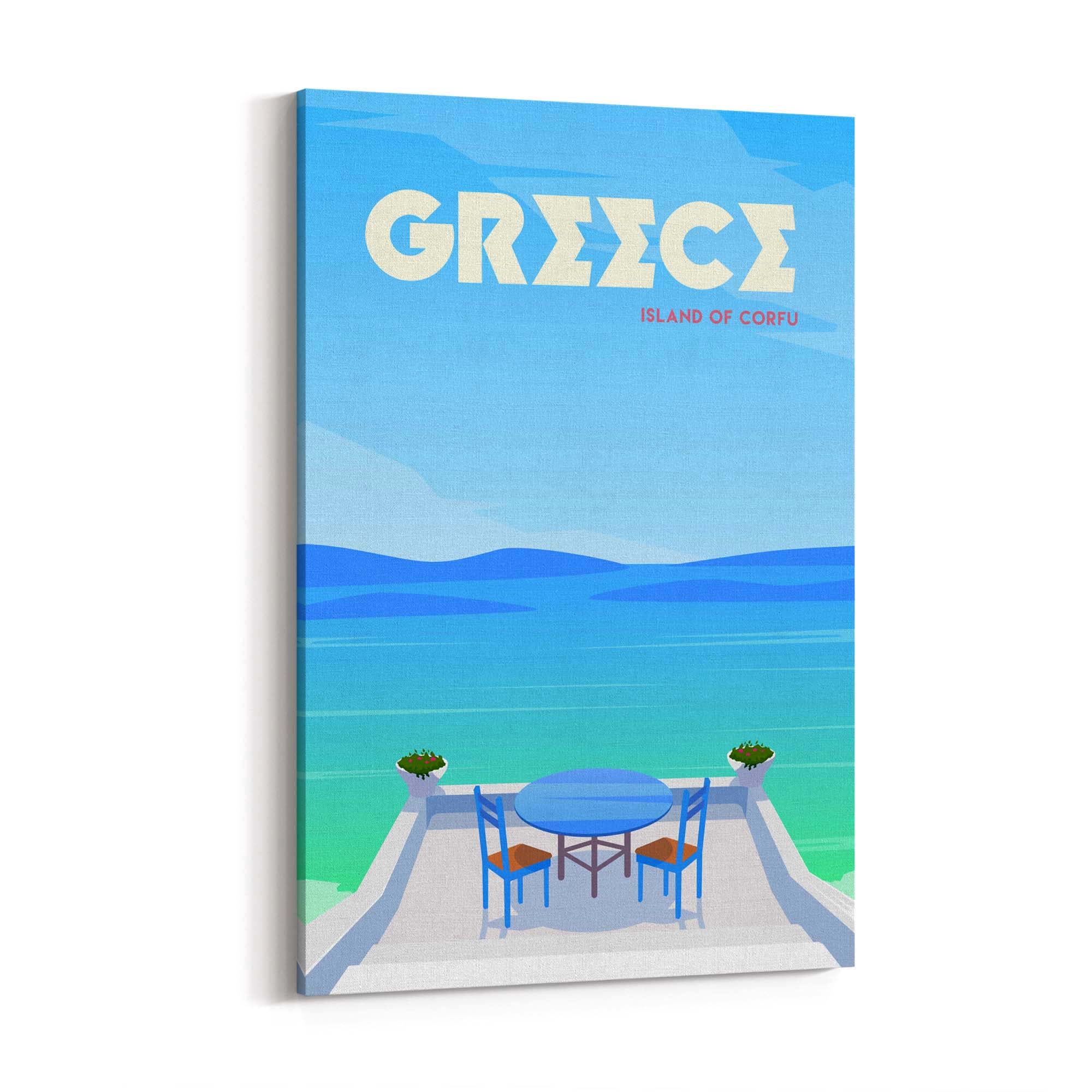 Retro Corfu Greece Travel Vintage Wall Art - The Affordable Art Company