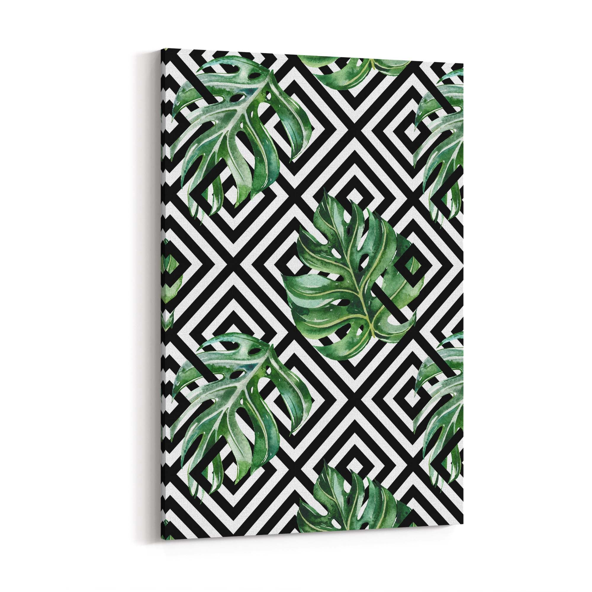 Green Leaves Geometric Nature Wall Art #4 - The Affordable Art Company