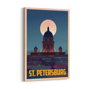 Retro St Petersburg Russia Vintage Travel Wall Art - The Affordable Art Company