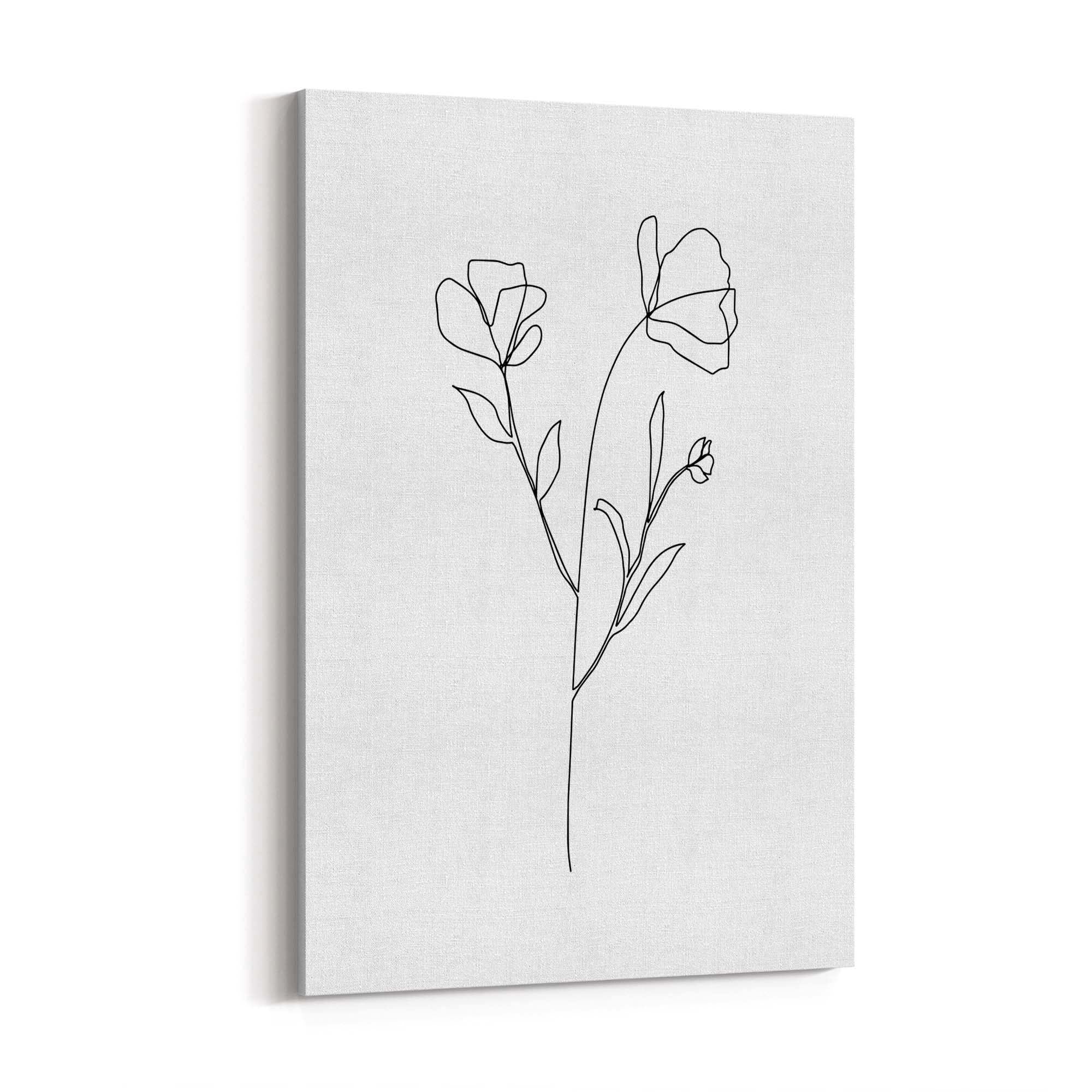 Minimal Floral Drawing Flower Abstract Wall Art #38 - The Affordable Art Company
