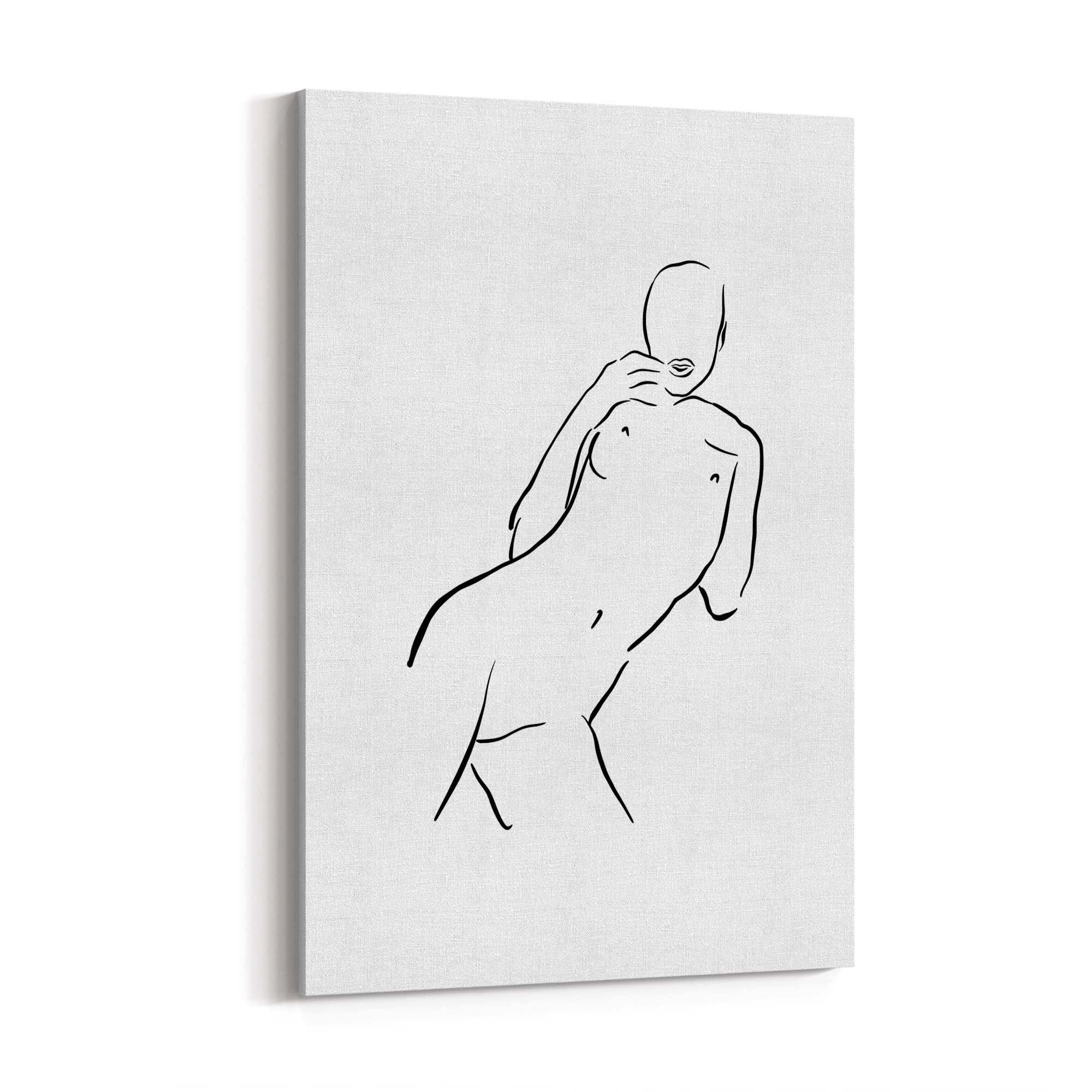 Nude Minimal Female Body Line Abstract Wall Art - The Affordable Art Company