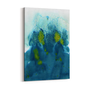 Teal Ink Minimal Ink Painting Blue Wall Art #5 - The Affordable Art Company