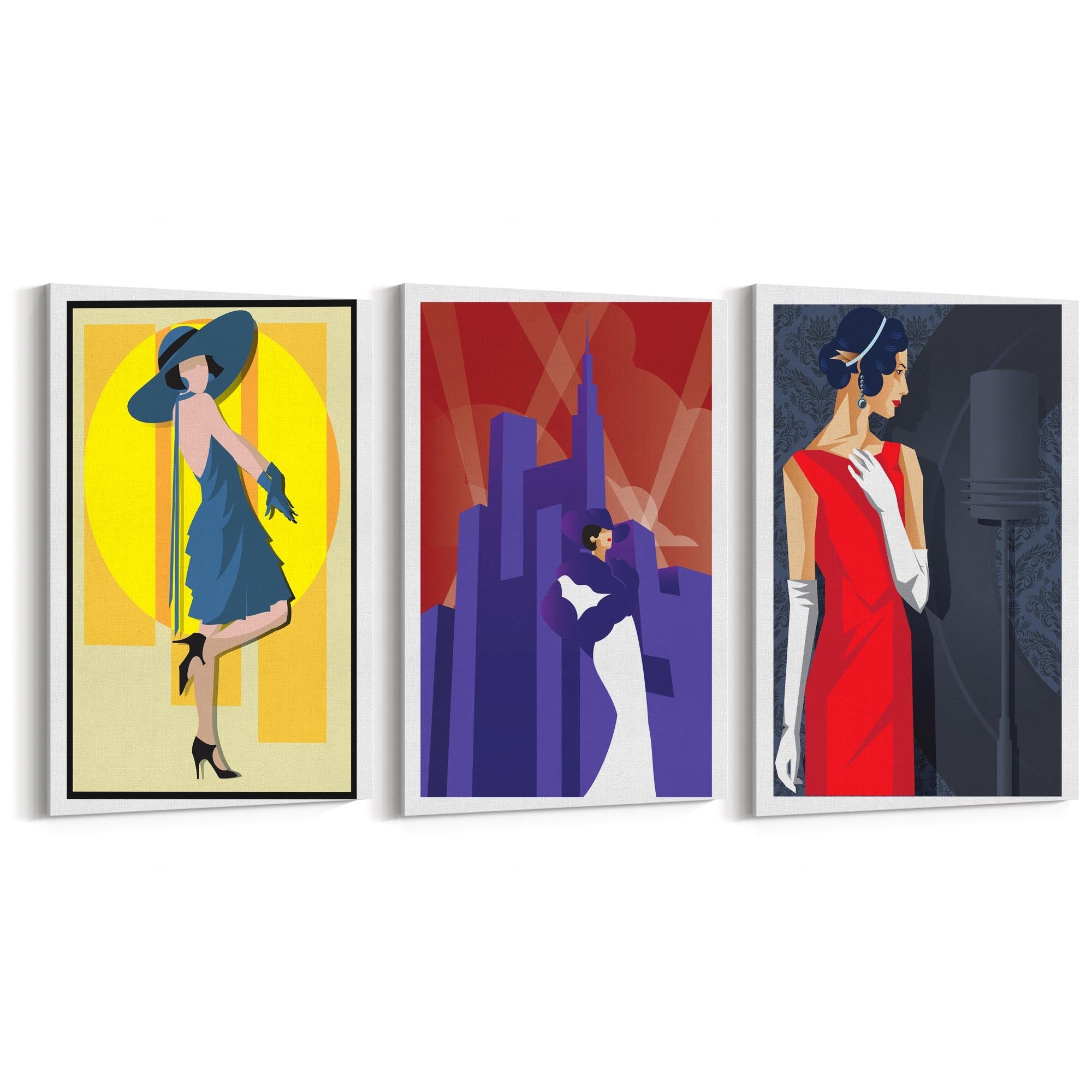 Set of Art Deco Fashion Girls Bedroom Wall Art - The Affordable Art Company