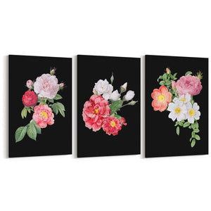 Set of Dark Floral Botanical Flowers Wall Art #1 - The Affordable Art Company