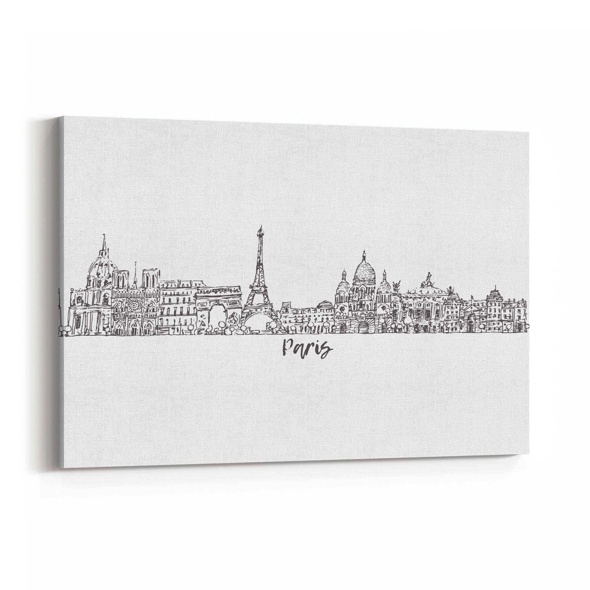 Paris Skyline Drawing Minimal Travel Wall Art - The Affordable Art Company