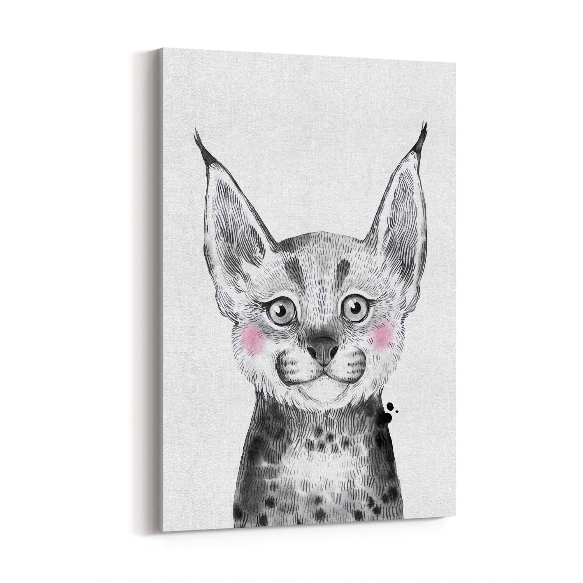 Cute Blushing Baby Bobcat Nursery Animal Wall Art - The Affordable Art Company