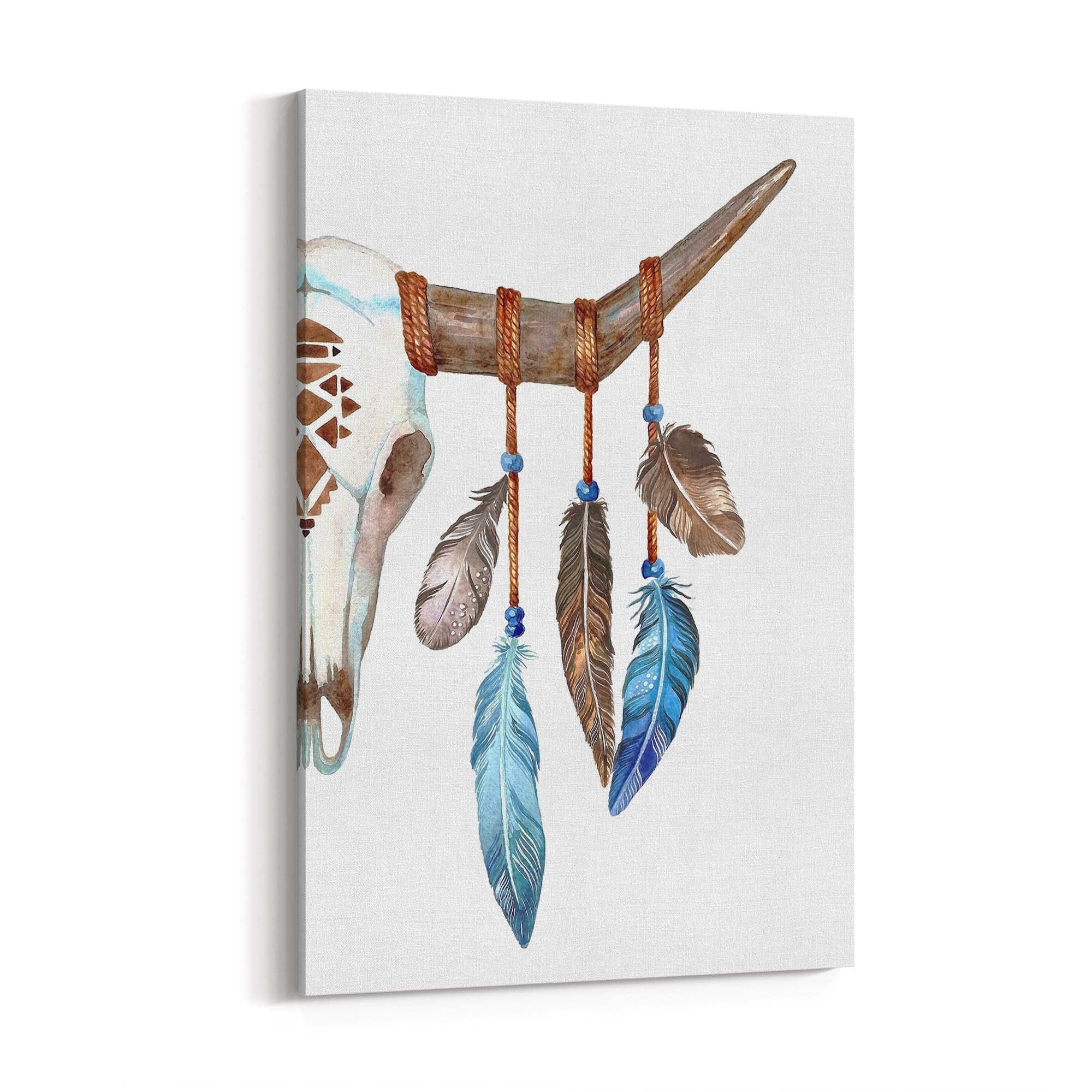 Cow Skull Painting Minimal Boho Vintage Wall Art #2 - The Affordable Art Company