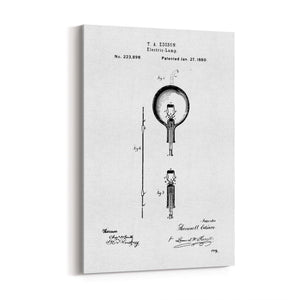 Vintage Edison Light Bulb Patent Wall Art #2 - The Affordable Art Company