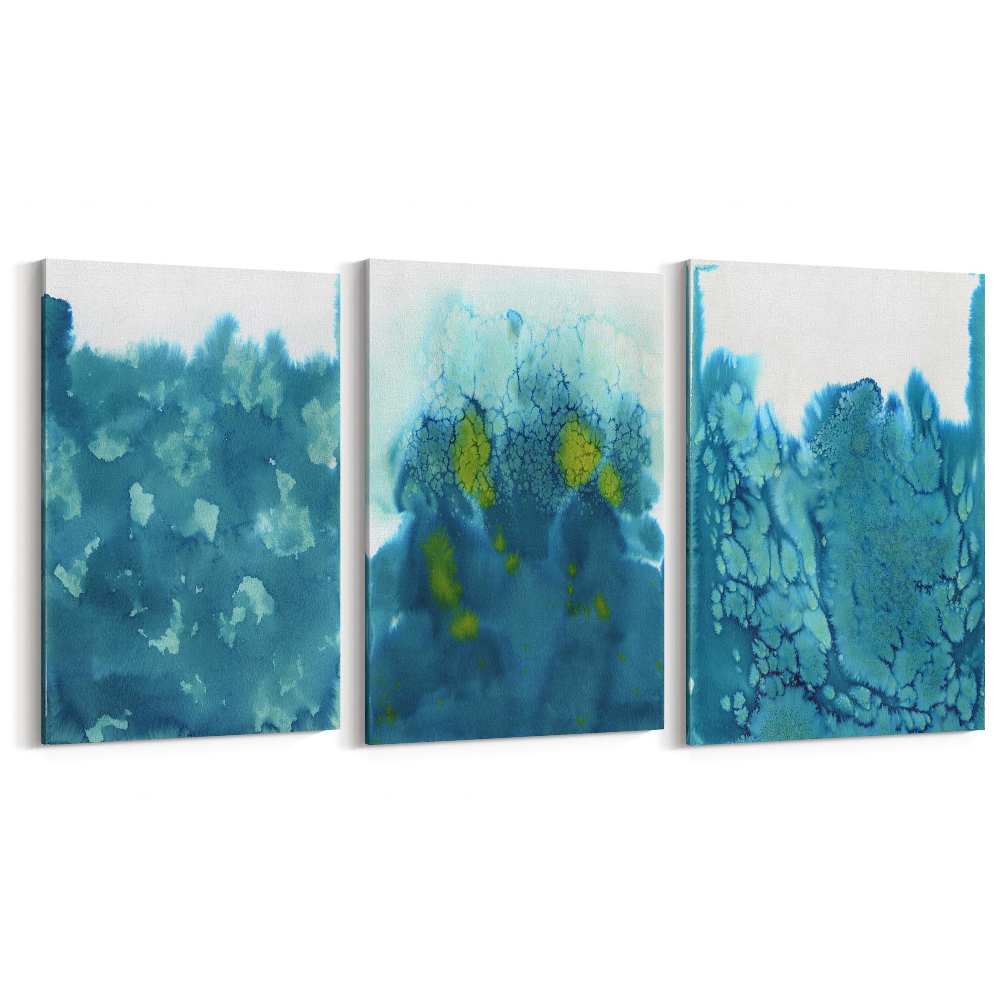 Set of Blue Ink Abstract Painting Faded Wall Art #5 - The Affordable Art Company