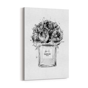 Black and White Perfume Bottle Fashion Wall Art - The Affordable Art Company