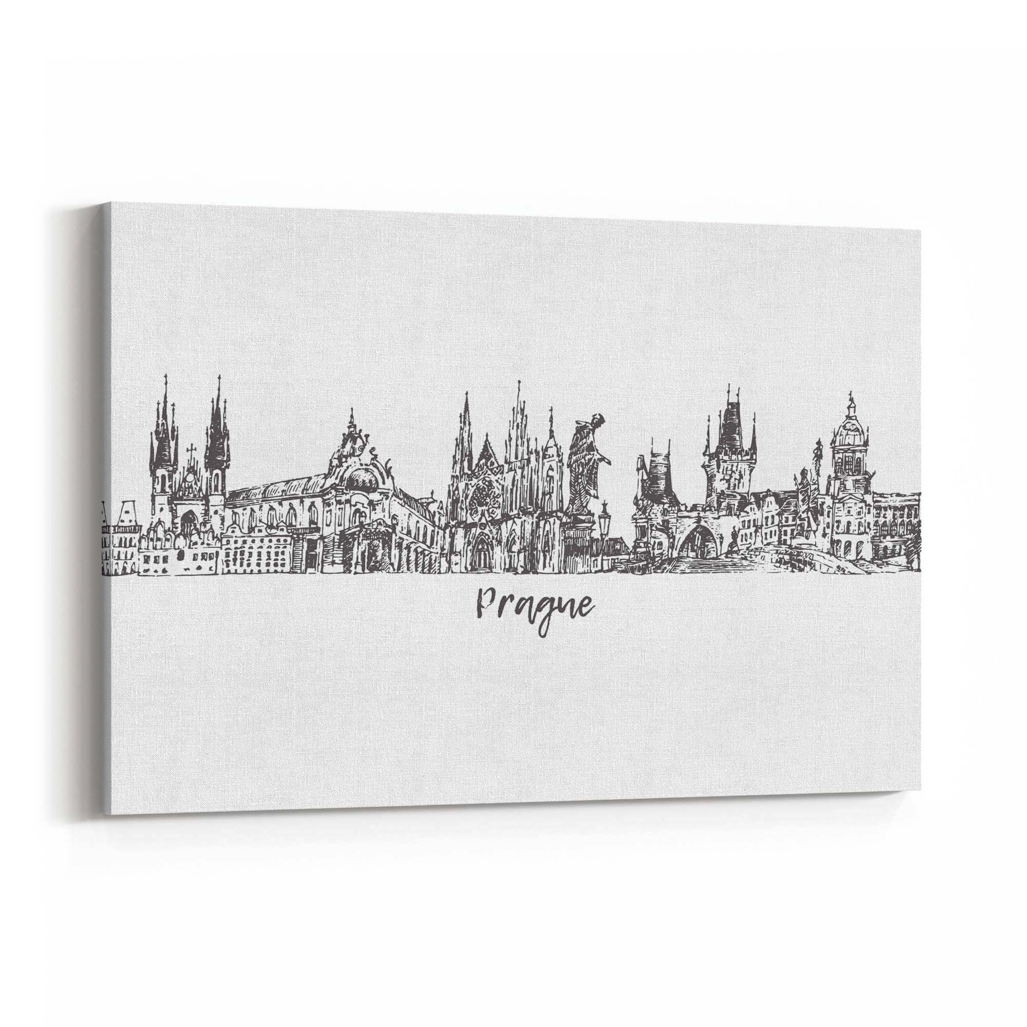 Prague Czech Cityscape Minimal Painting Wall Art #3 - The Affordable Art Company