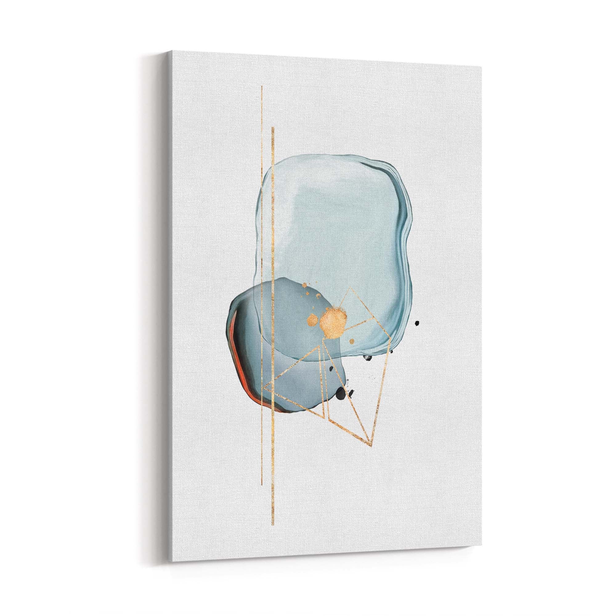 Abstract Art Print - Blue & Gold Shapes