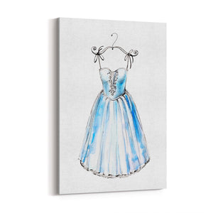 Blue Ballet Dress Girls Bedroom Ballerina Wall Art - The Affordable Art Company
