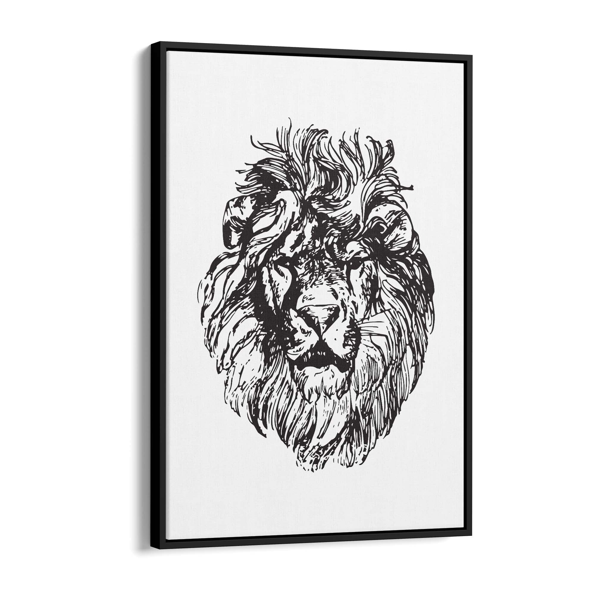 Lion Portrait Drawing Safari Anumal Wall Art - The Affordable Art Company