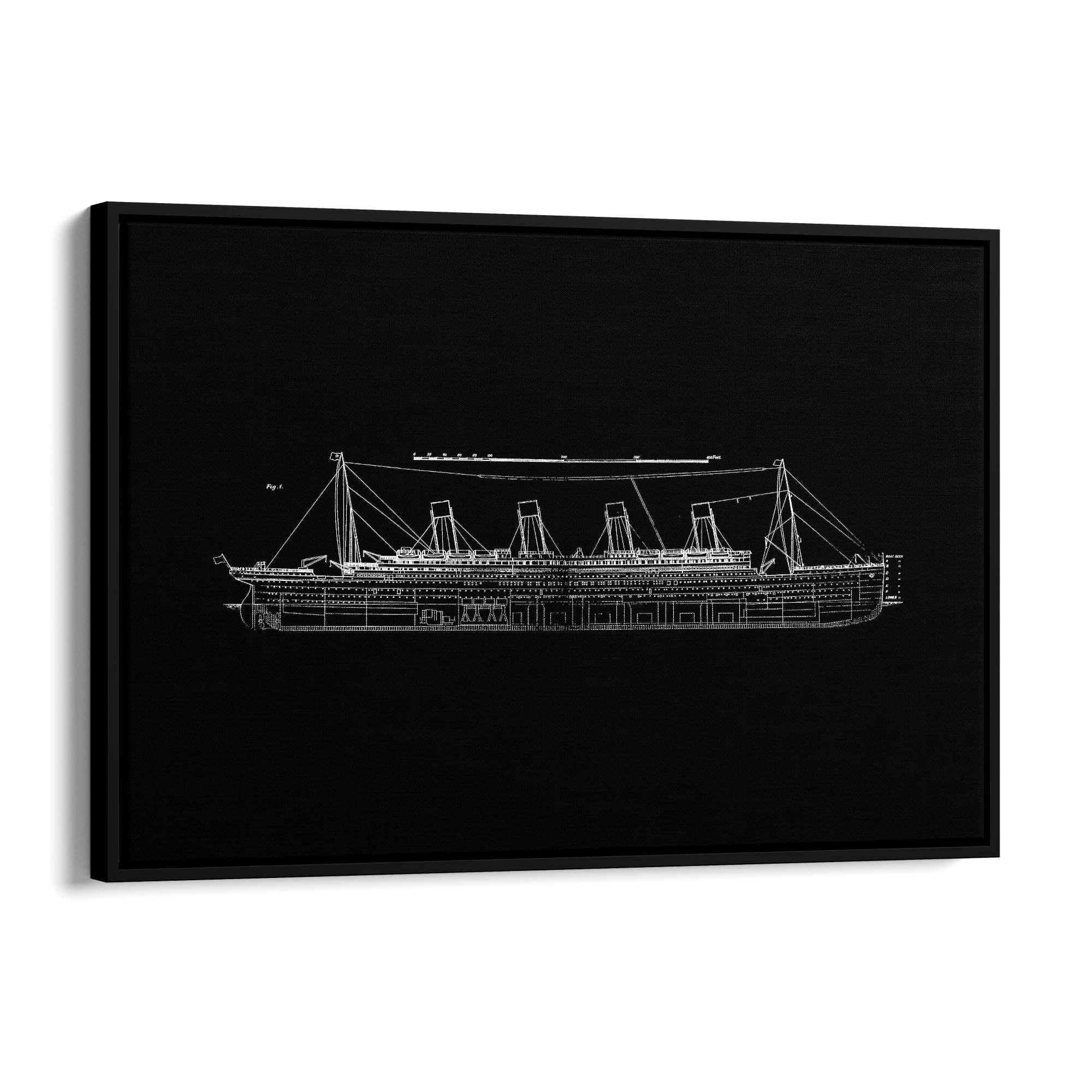 Vintage Titanic Plans Schematic White Wall Art #2 - The Affordable Art Company