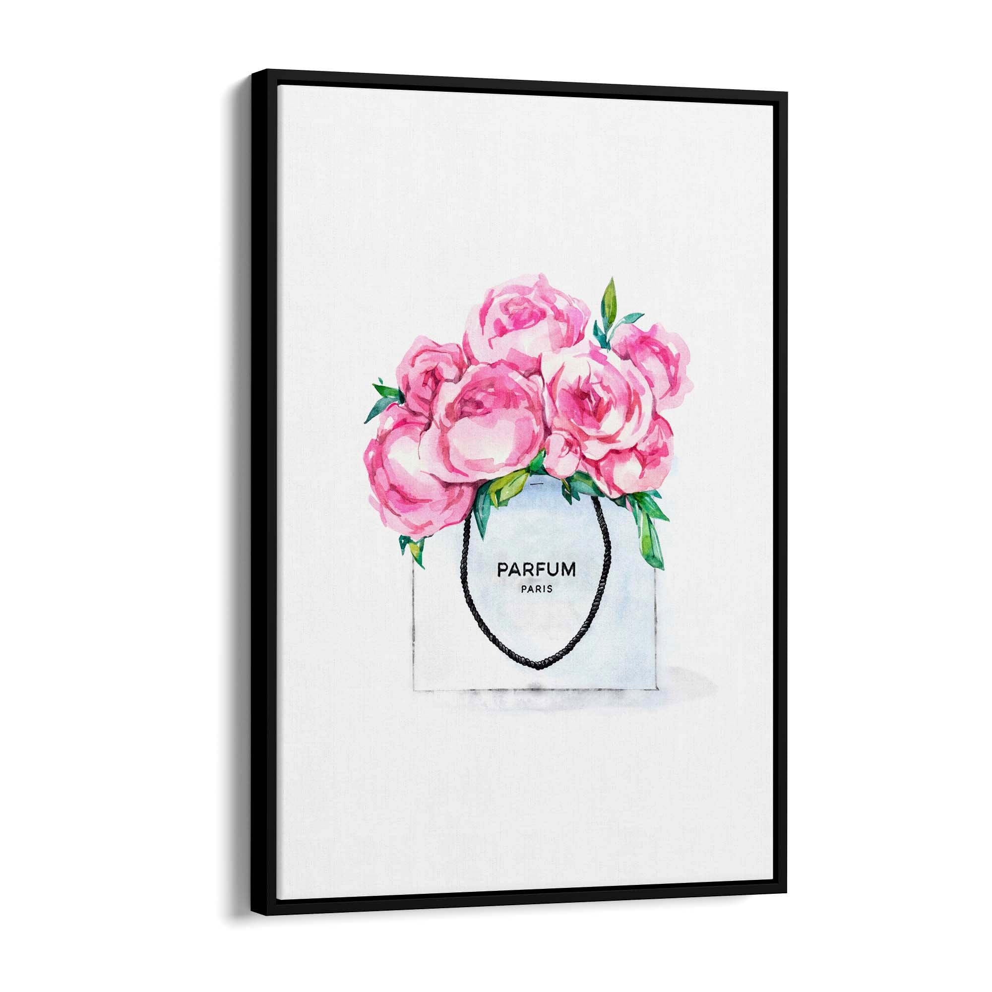 Pink Floral Perfume Bottle Fashion Flowers Wall Art #1 - The Affordable Art Company