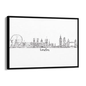 London Drawing Cityscape Travel Minimal Wall Art - The Affordable Art Company