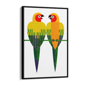 Art Deco Parrots Vintage Painting Wall Art - The Affordable Art Company