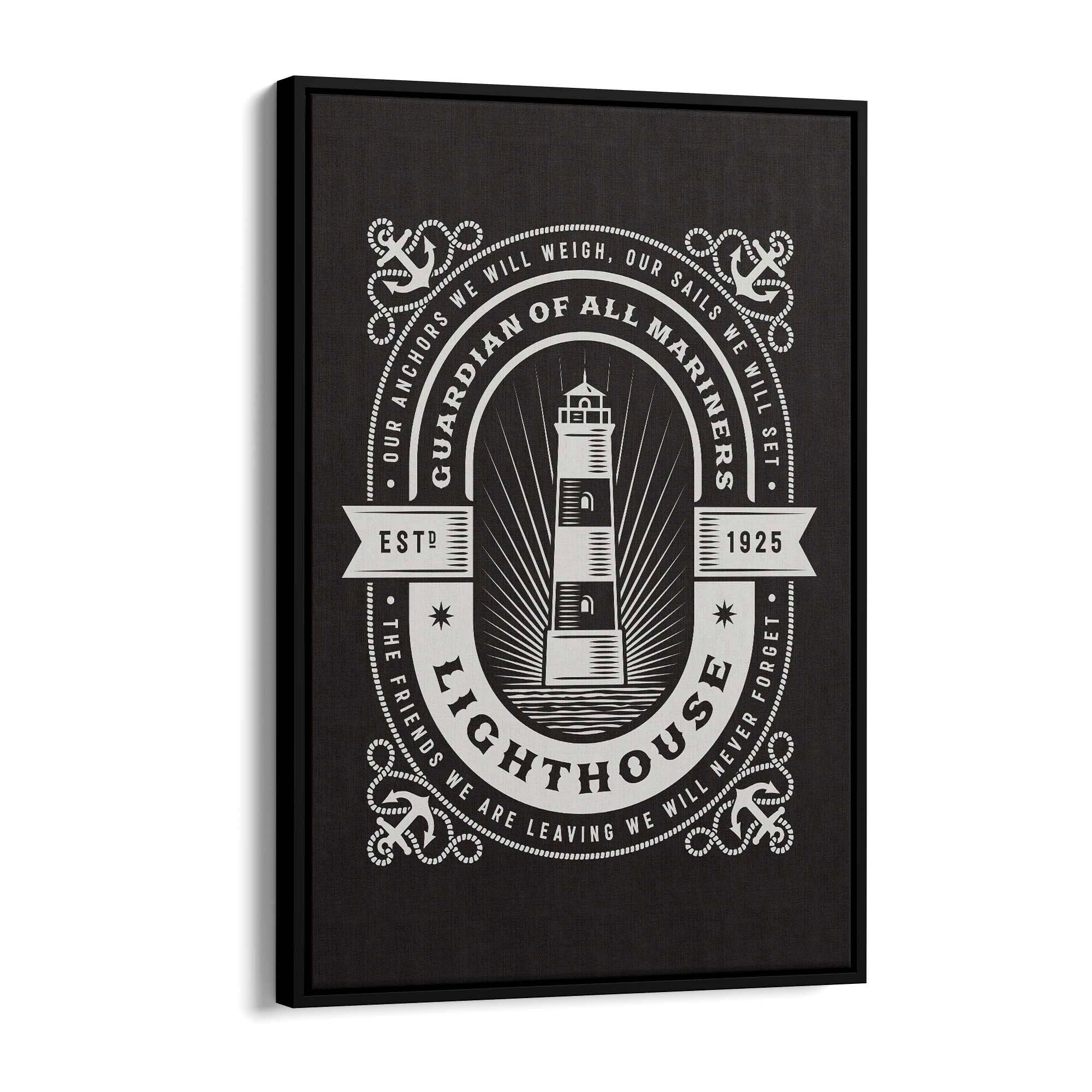 Vintage Lighthouse Sign Coastal Nautical Wall Art - The Affordable Art Company