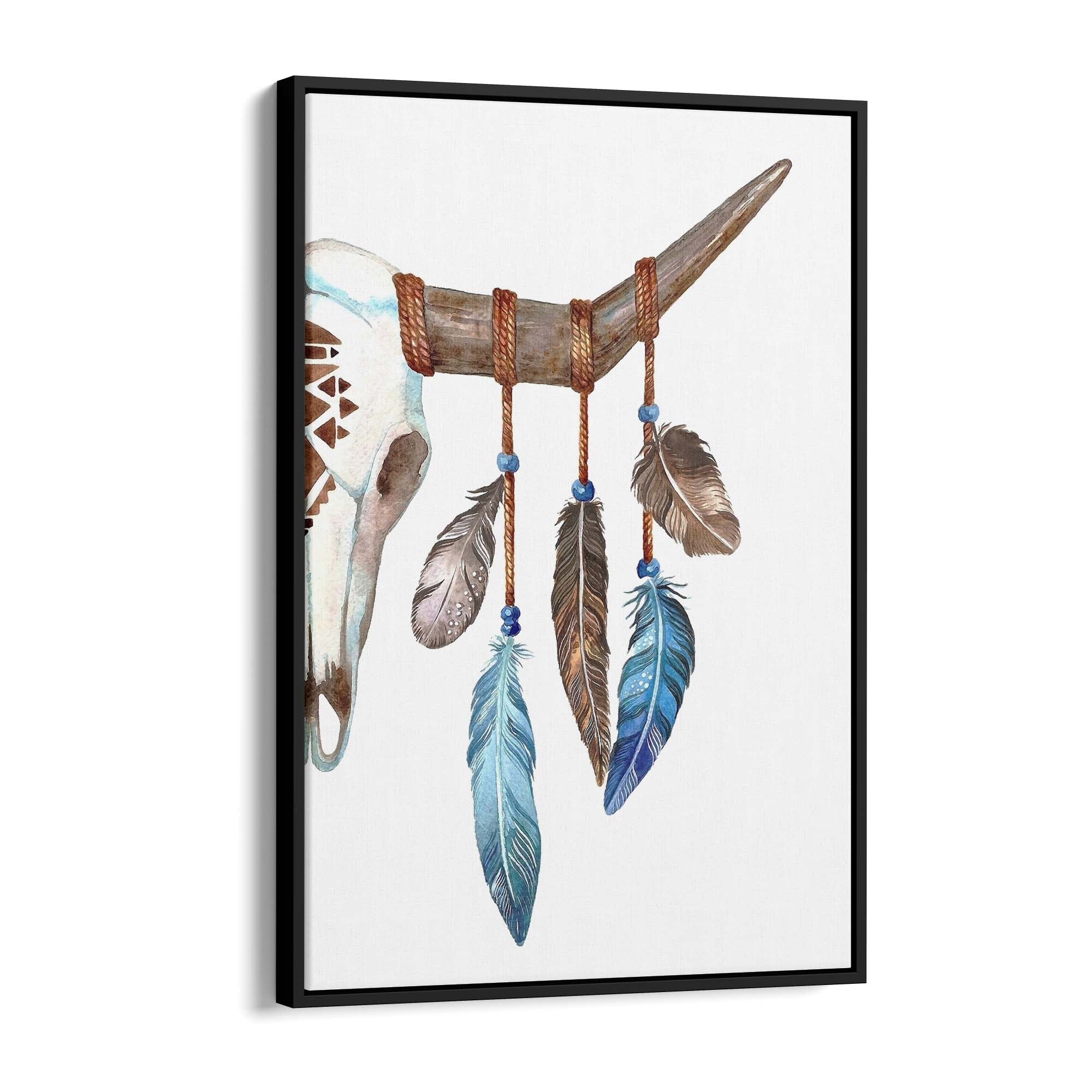 Cow Skull Painting Minimal Boho Vintage Wall Art #2 - The Affordable Art Company