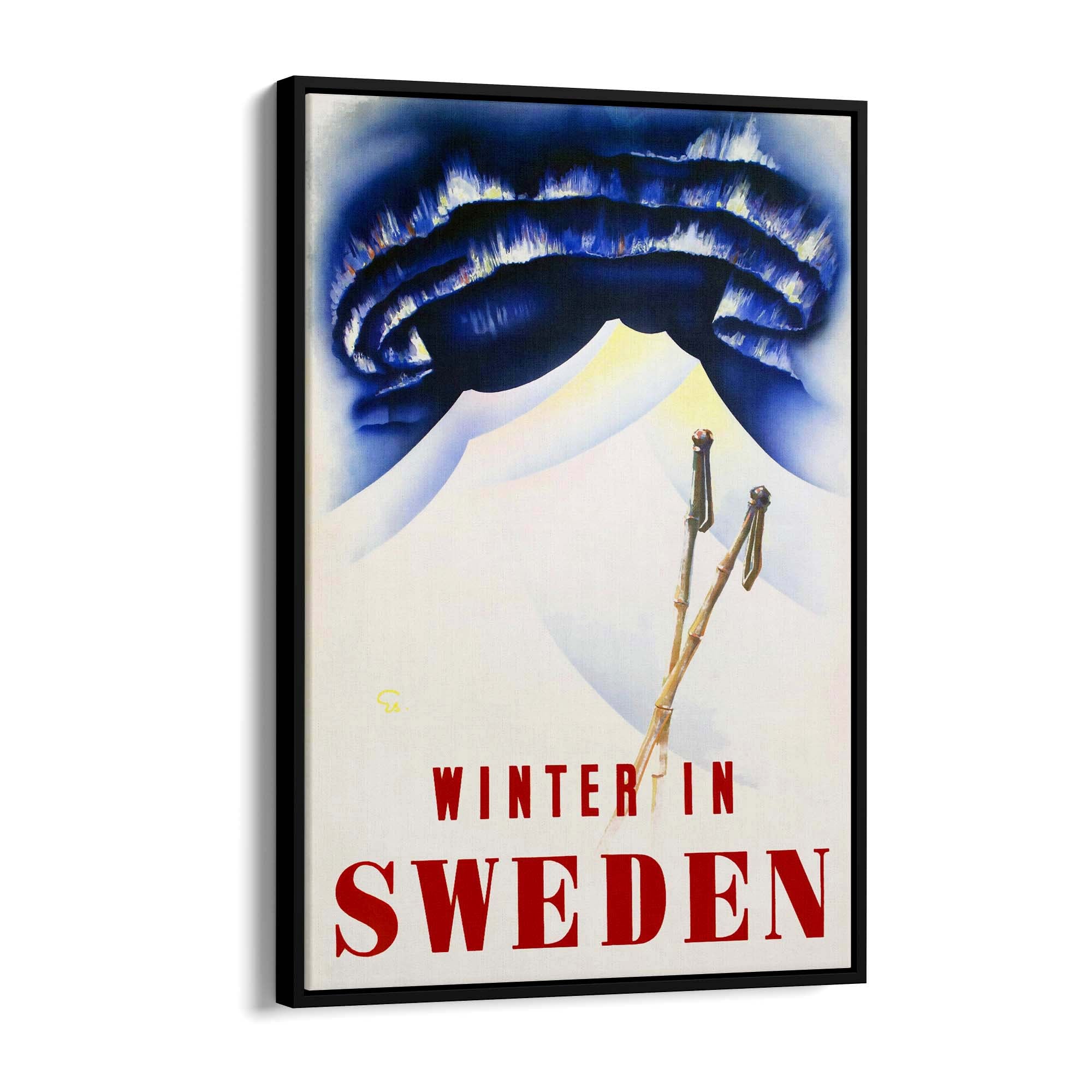 Winter In Sweden Vintage Travel Advert Wall Art - The Affordable Art Company