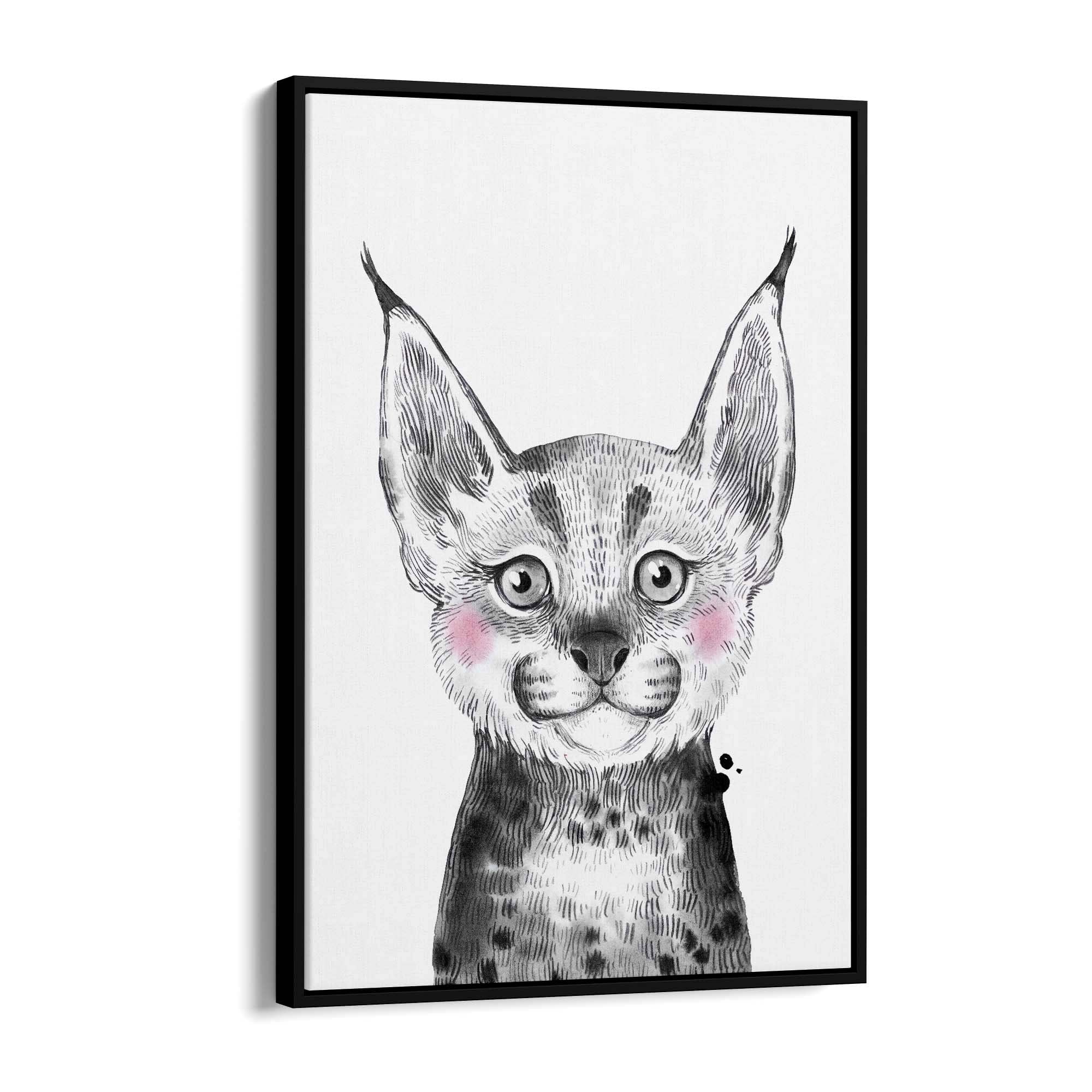 Cute Blushing Baby Bobcat Nursery Animal Wall Art - The Affordable Art Company