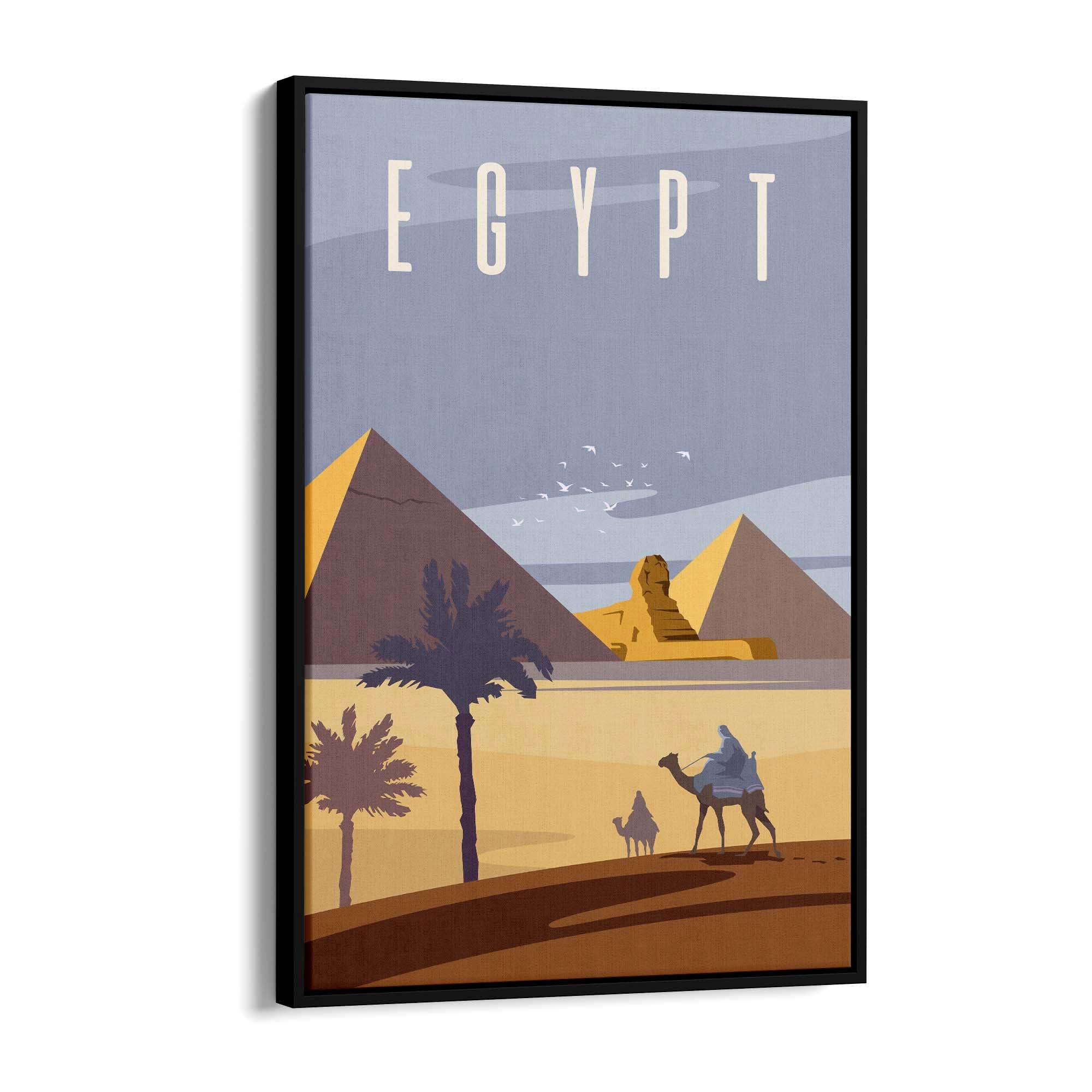 Retro Pyramids Egypt World Travel Vintage Wall Art - The Affordable Art Company
