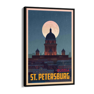 Retro St Petersburg Russia Vintage Travel Wall Art - The Affordable Art Company