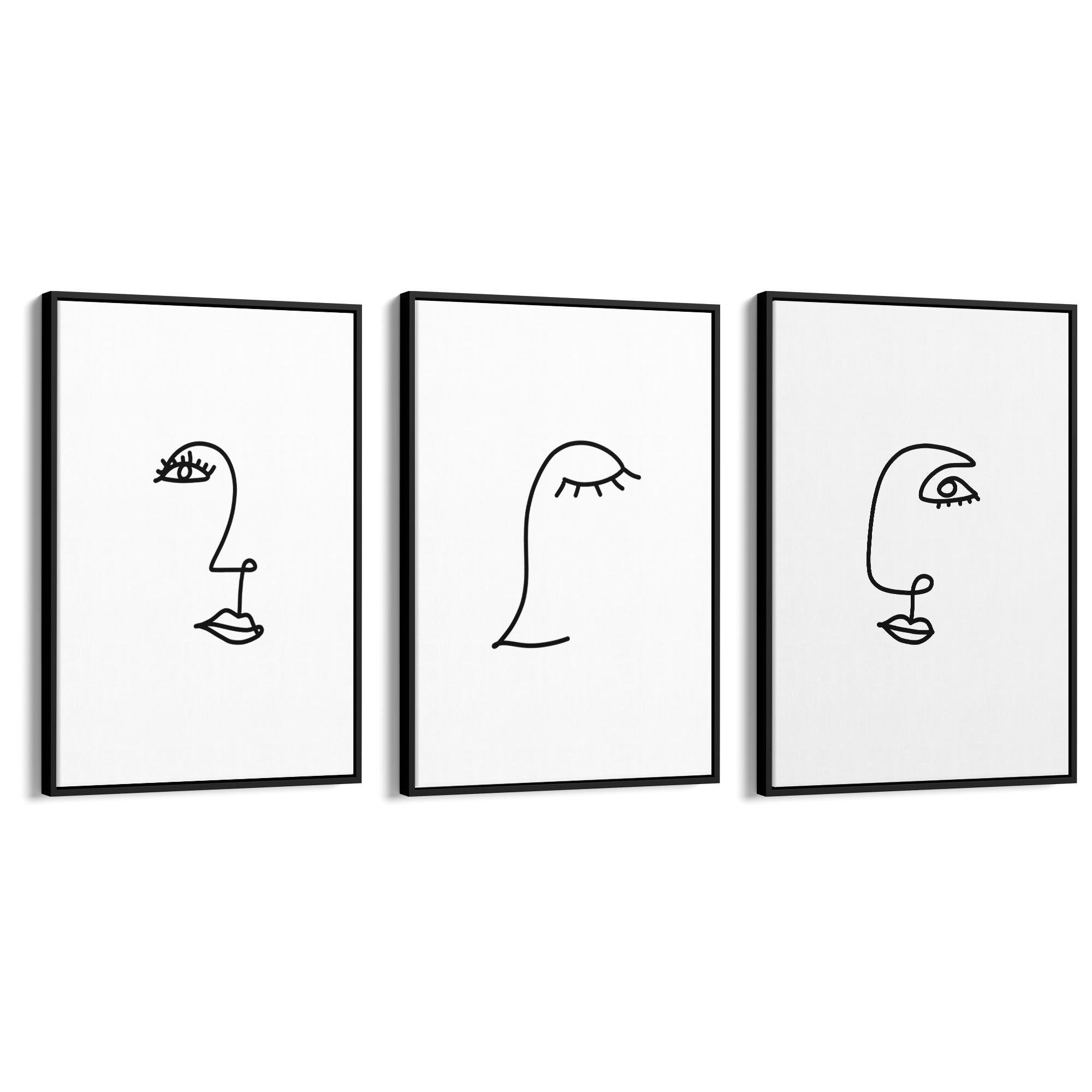 Set of Face Line Drawings Abstract Style Wall Art #2 - The Affordable Art Company