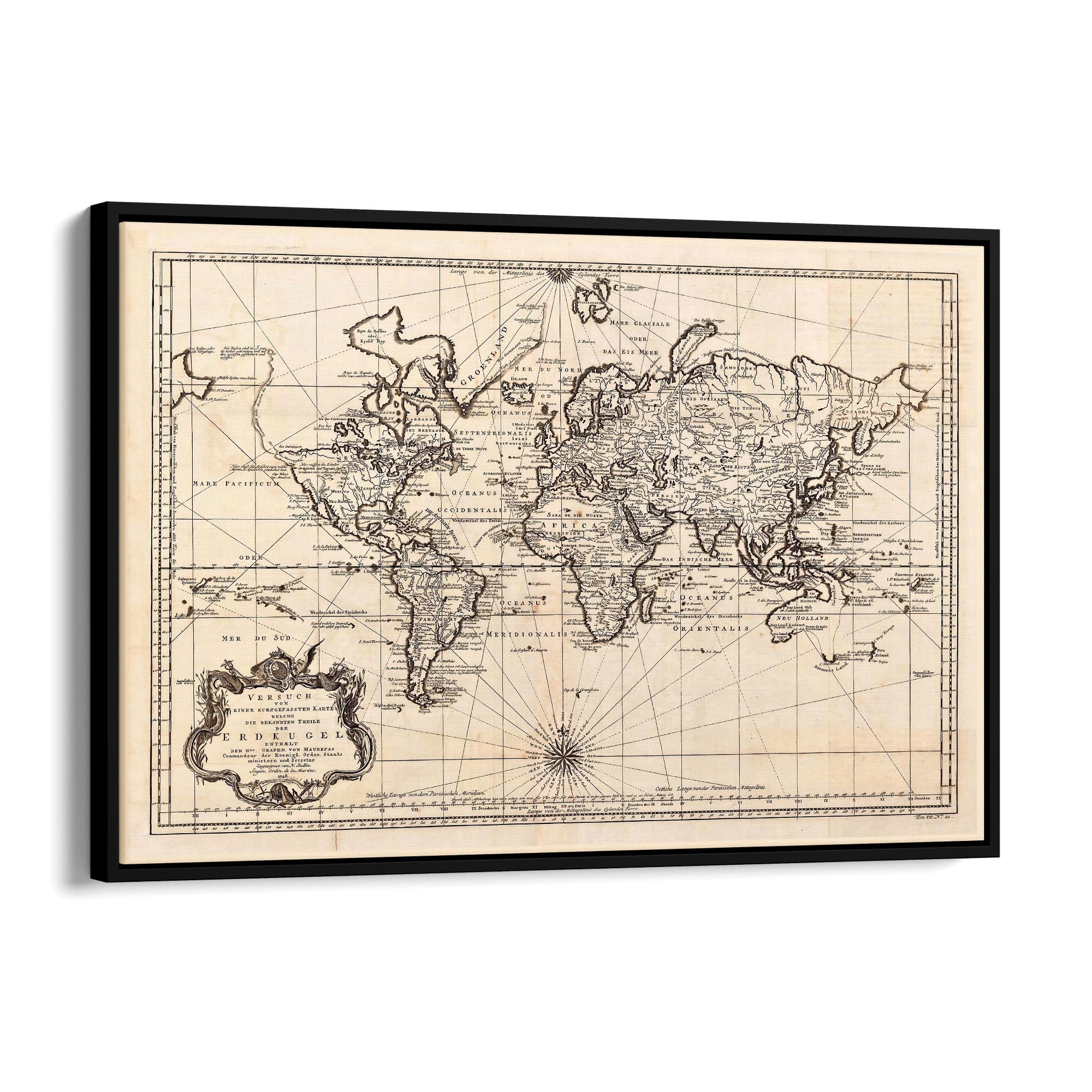 Vintage World Map Old Wall Art #3 - The Affordable Art Company