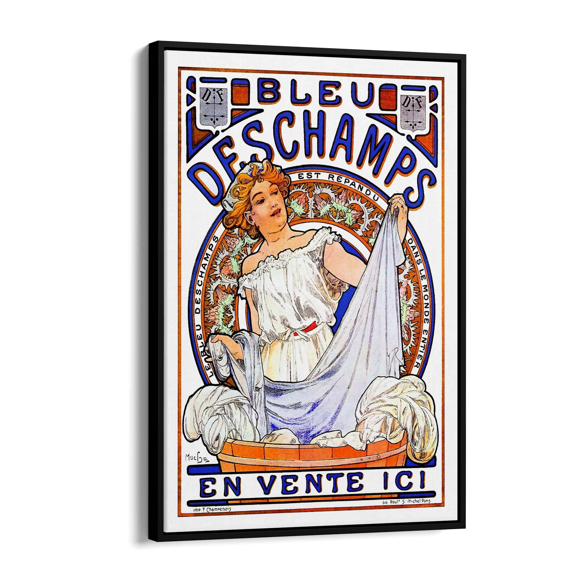 Bleu Deschamps French Vintage Advert Wall Art - The Affordable Art Company