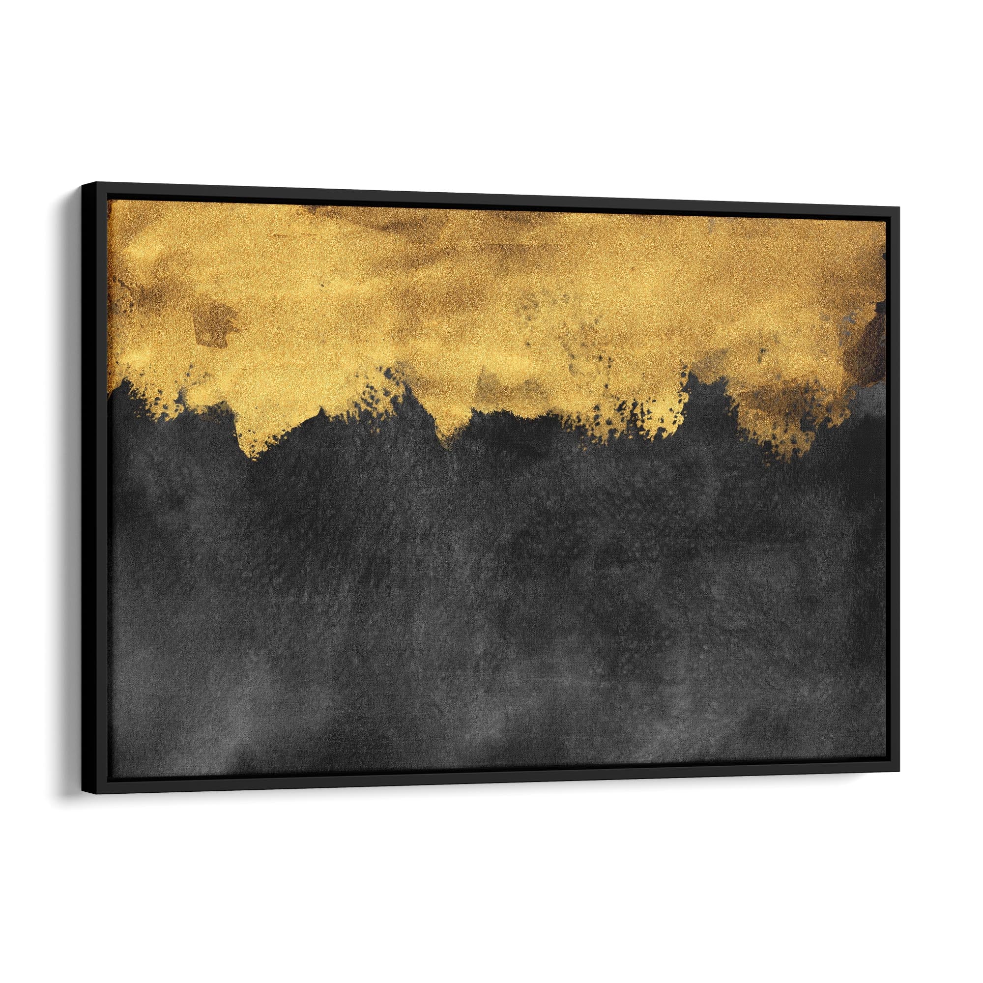 Black and Gold Abstract Painting Minimal Wall Art #3 - The Affordable Art Company
