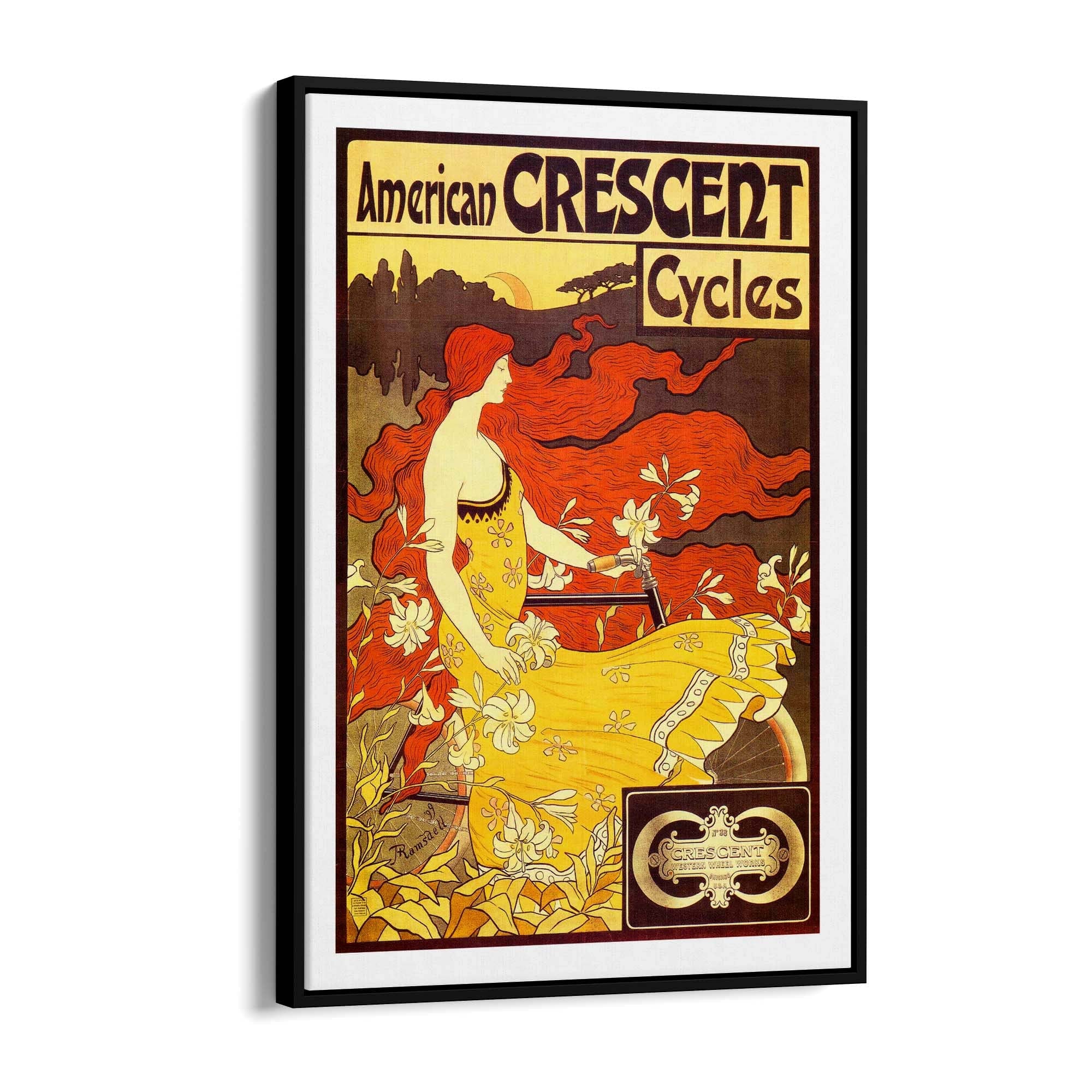 American Crescent Cycles Vintage Advert Wall Art - The Affordable Art Company