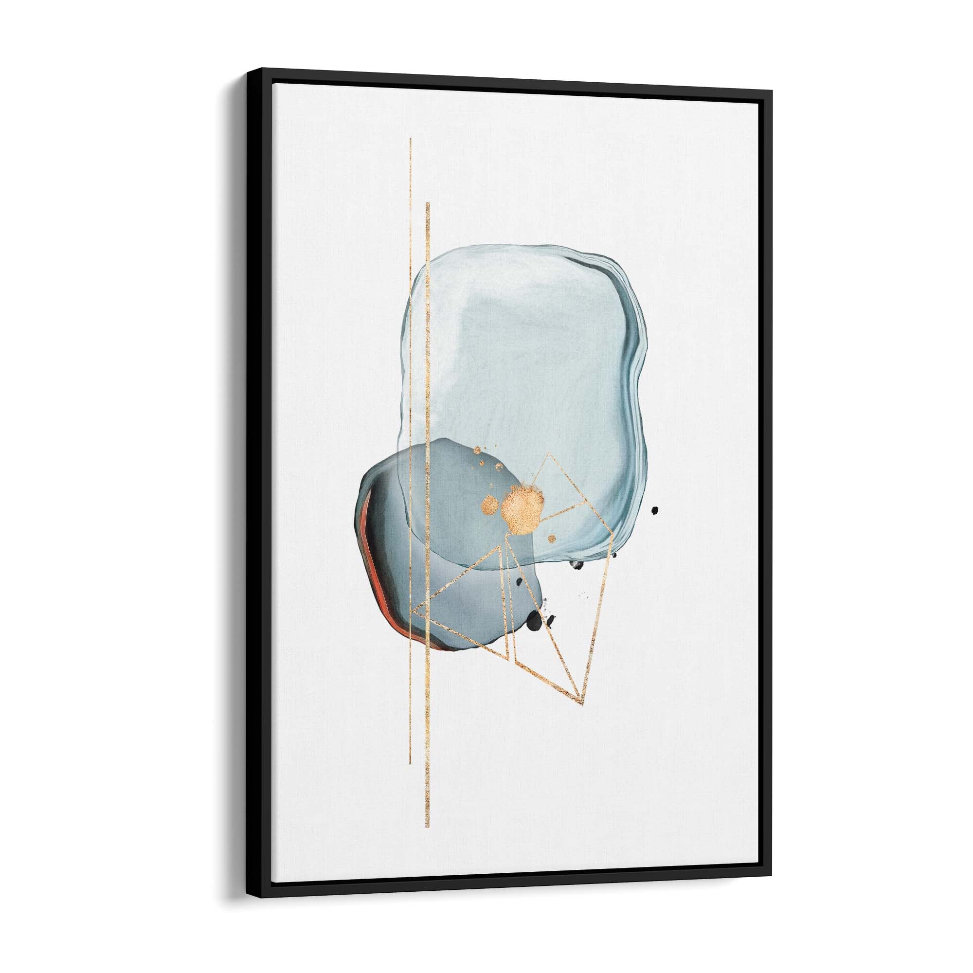 Abstract Art Print - Blue & Gold Shapes
