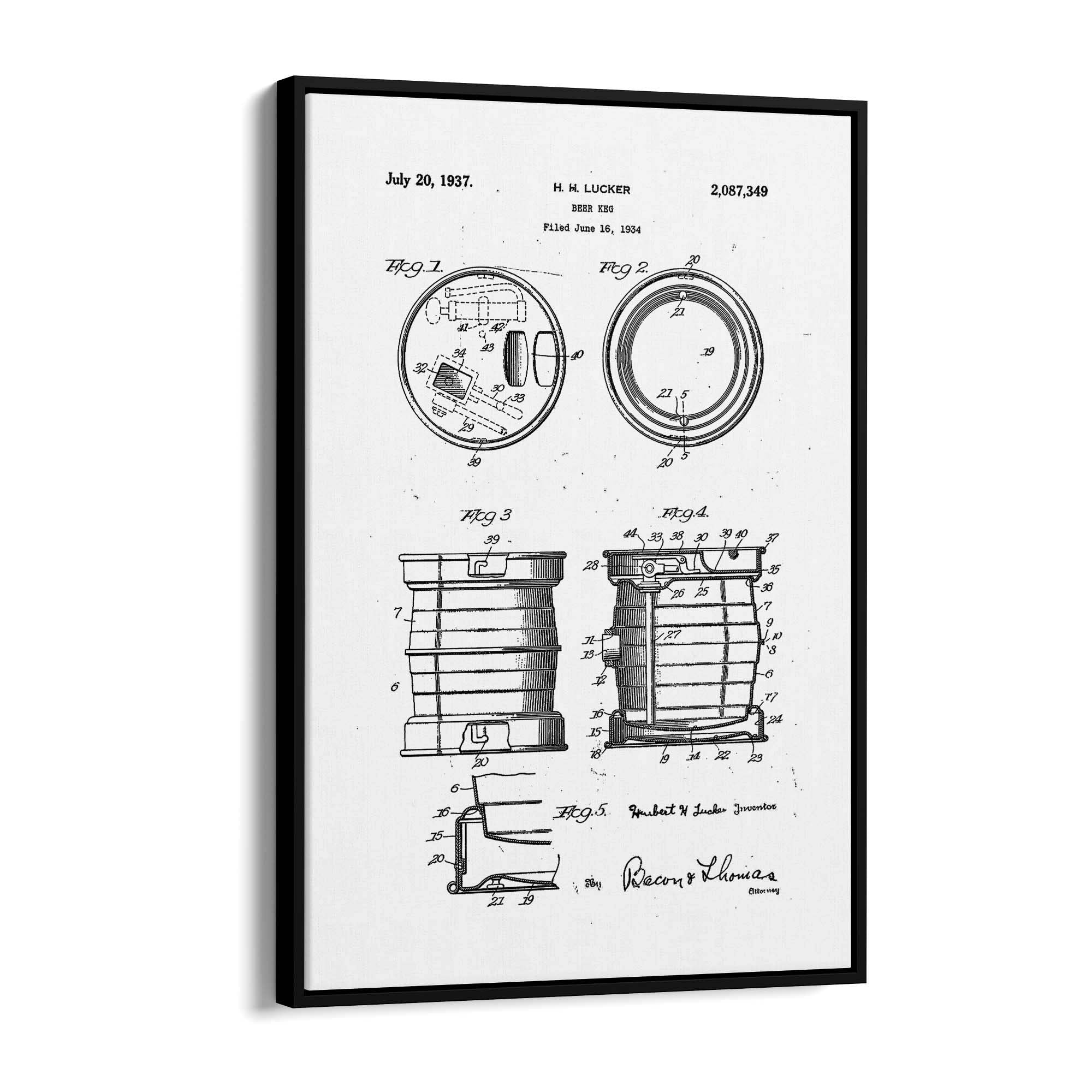 Vintage Beer Keg Patent Man Cave Gift Wall Art #2 - The Affordable Art Company