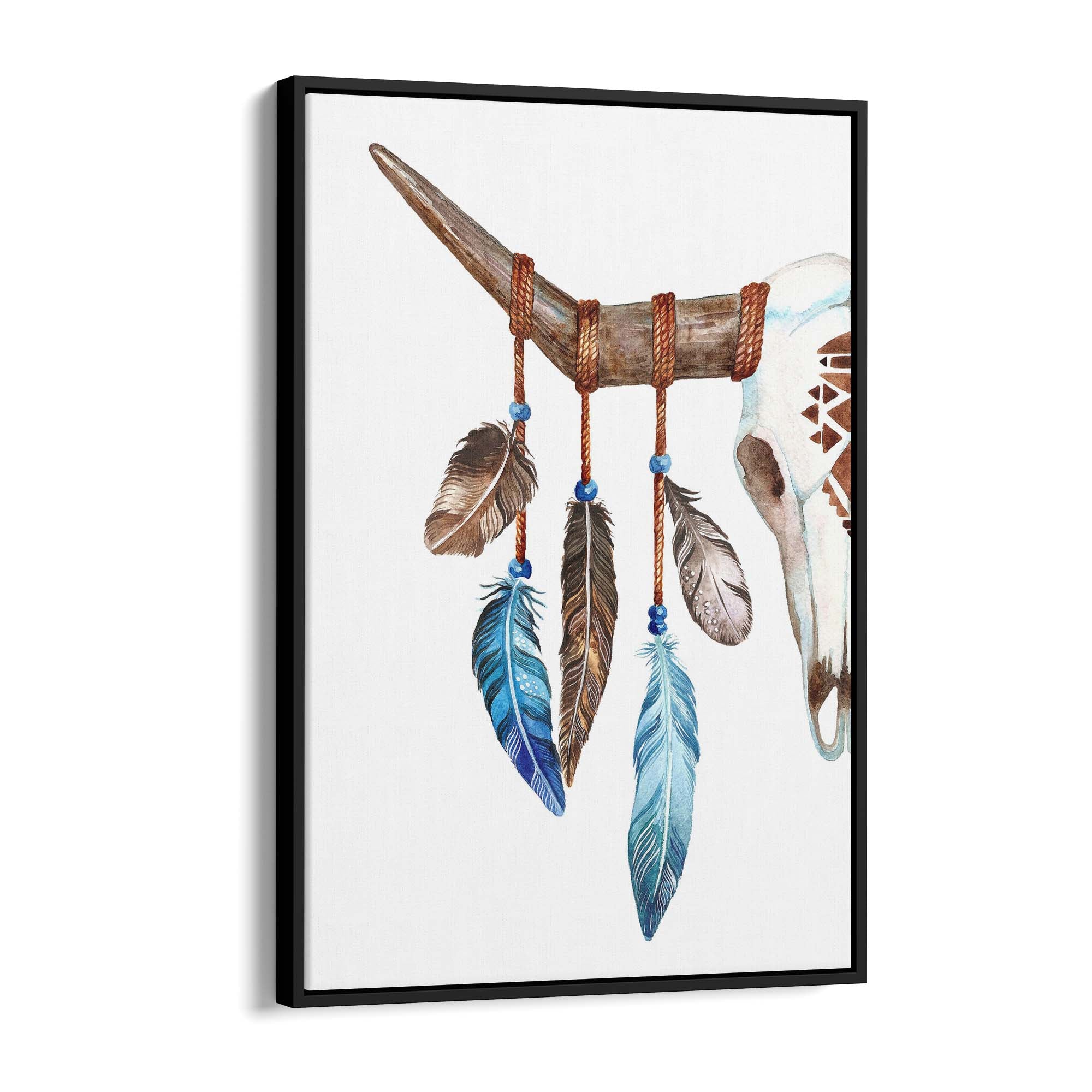 Cow Skull Painting Minimal Boho Vintage Wall Art #3 - The Affordable Art Company