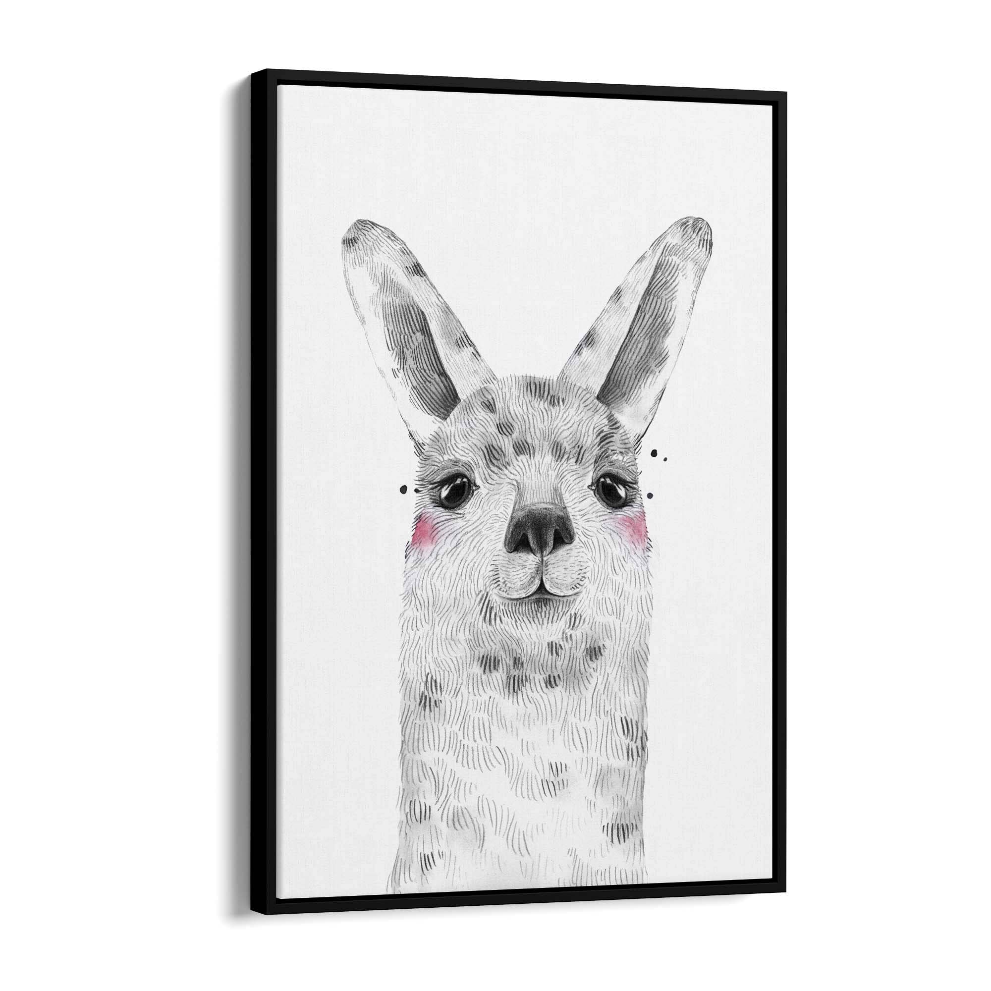 Cute Blushing Baby Alpaca Nursery Animal Wall Art - The Affordable Art Company