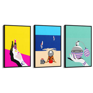 Set of Retro Fashion Girls Bedroom Wall Art - The Affordable Art Company