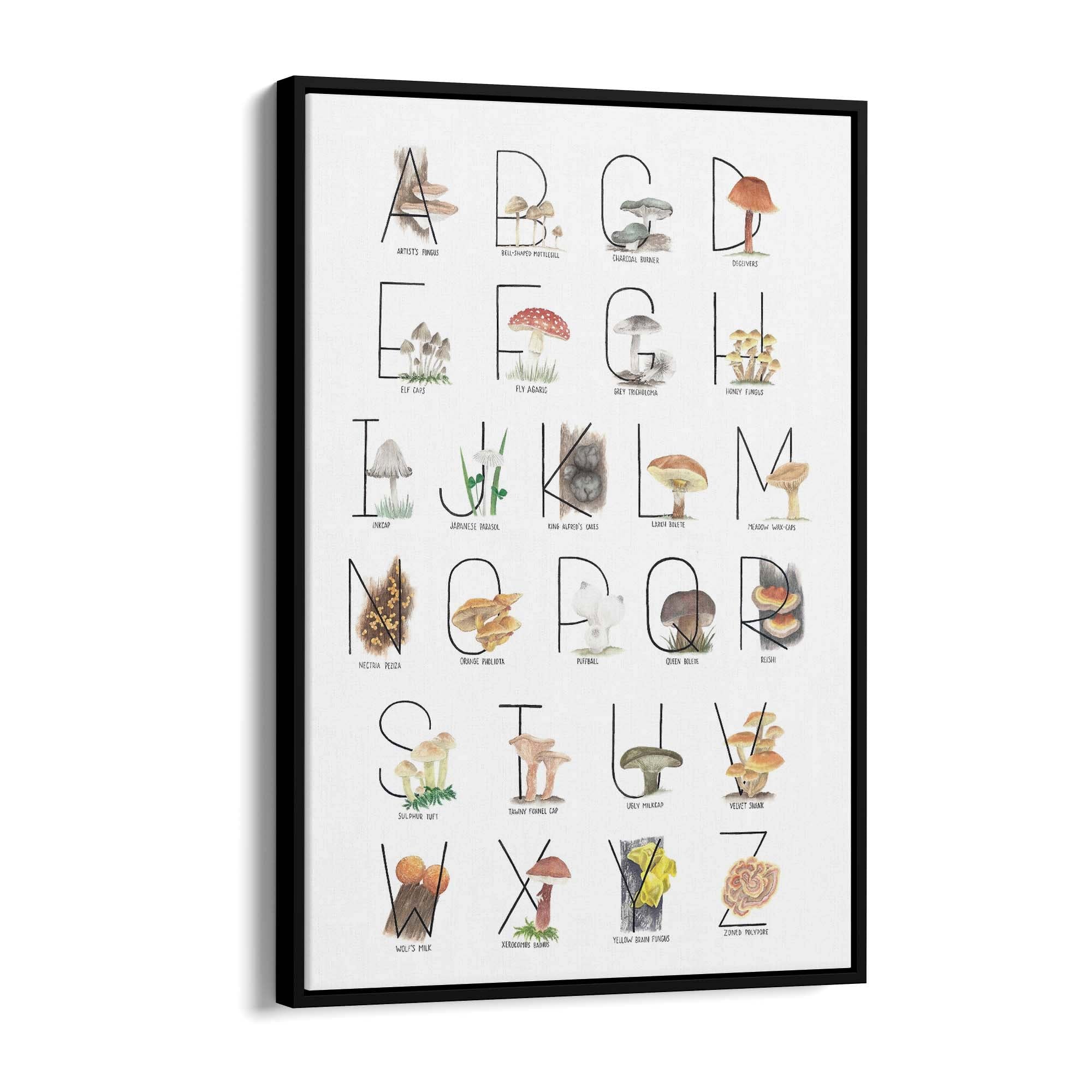 Mushroom Alphabet Kitchen Cafe Vegetarian Wall Art - The Affordable Art Company