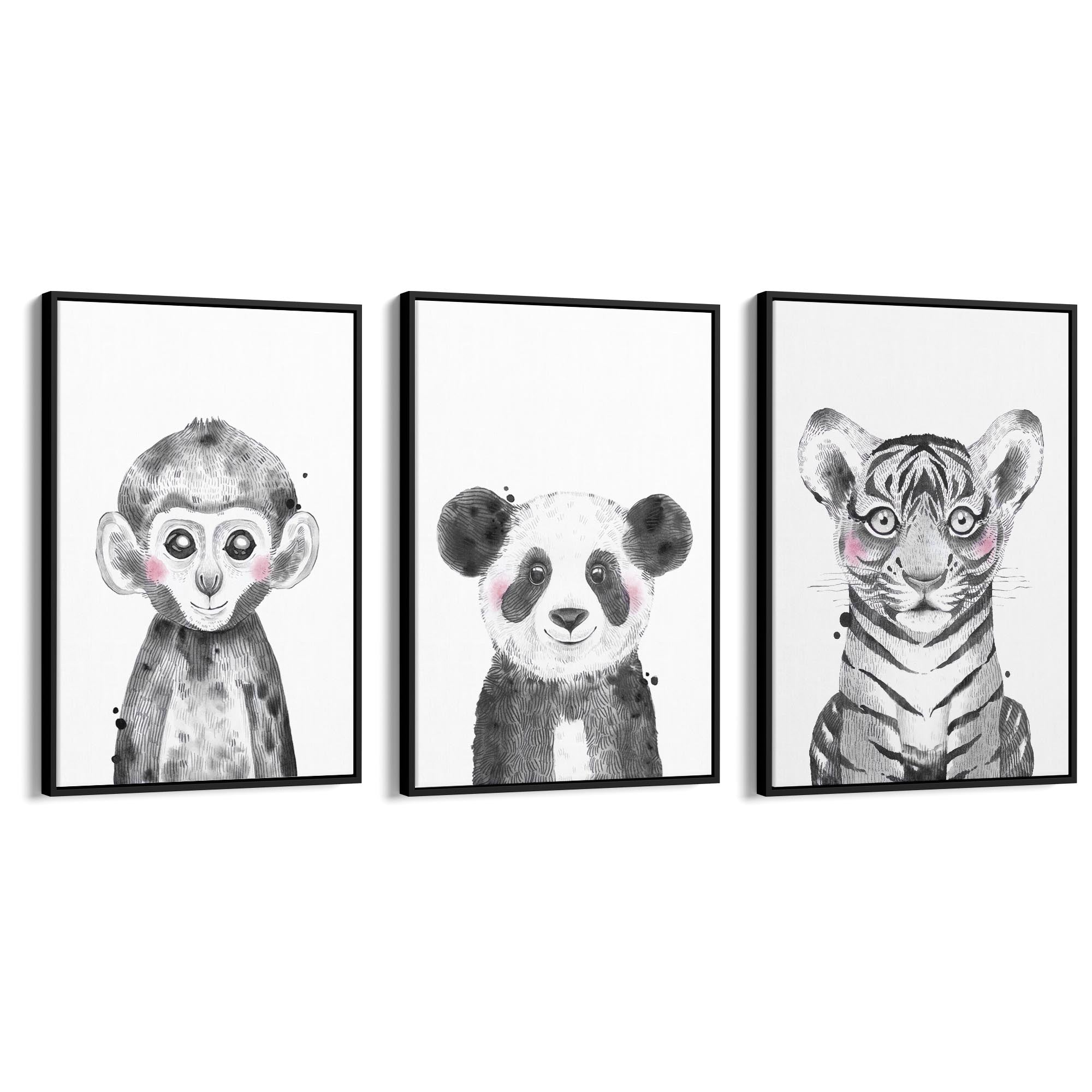 Set of Blushing Jungle Animals Nursery Wall Art - The Affordable Art Company