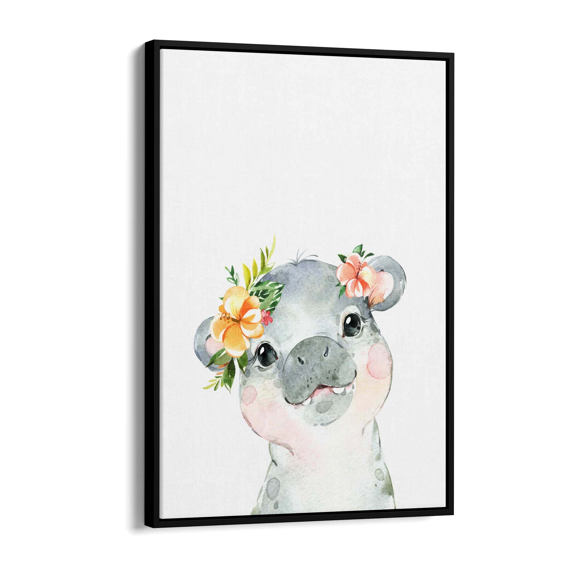 Cute Baby Hippo Nursery Animal Gift Wall Art #2 - The Affordable Art Company
