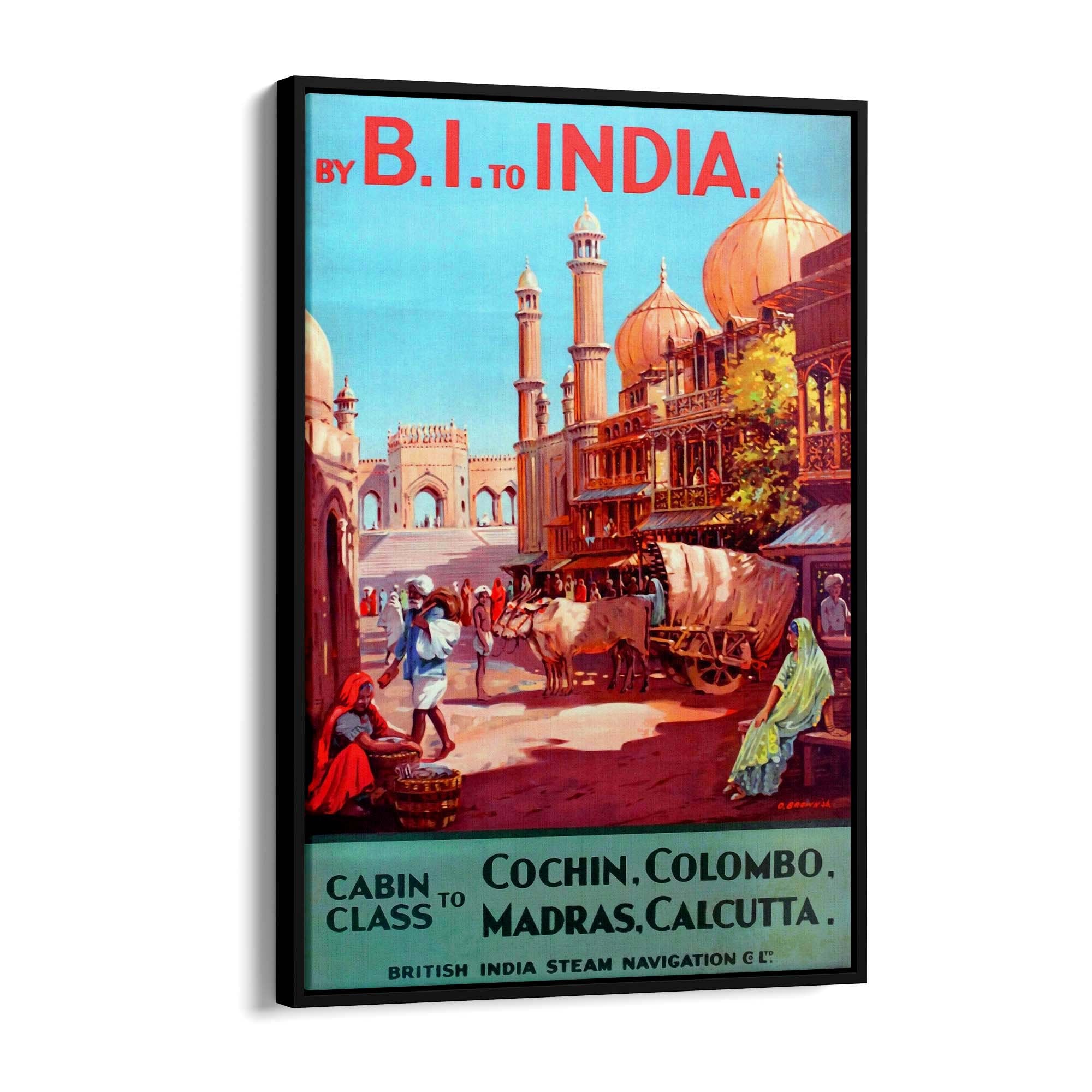 BI to India Vintage Travel Advert Wall Art - The Affordable Art Company