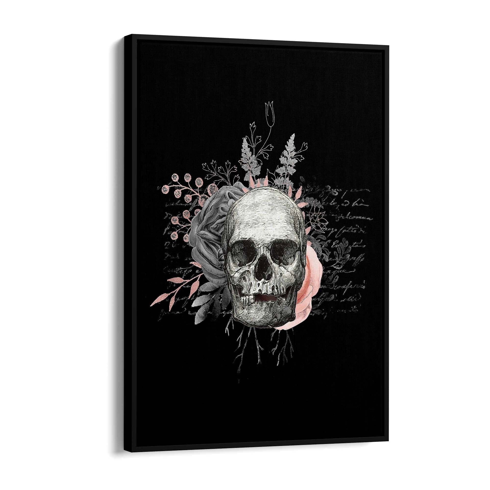 Pink Floral Skull Fashion Girls Bedroom Wall Art #2 - The Affordable Art Company