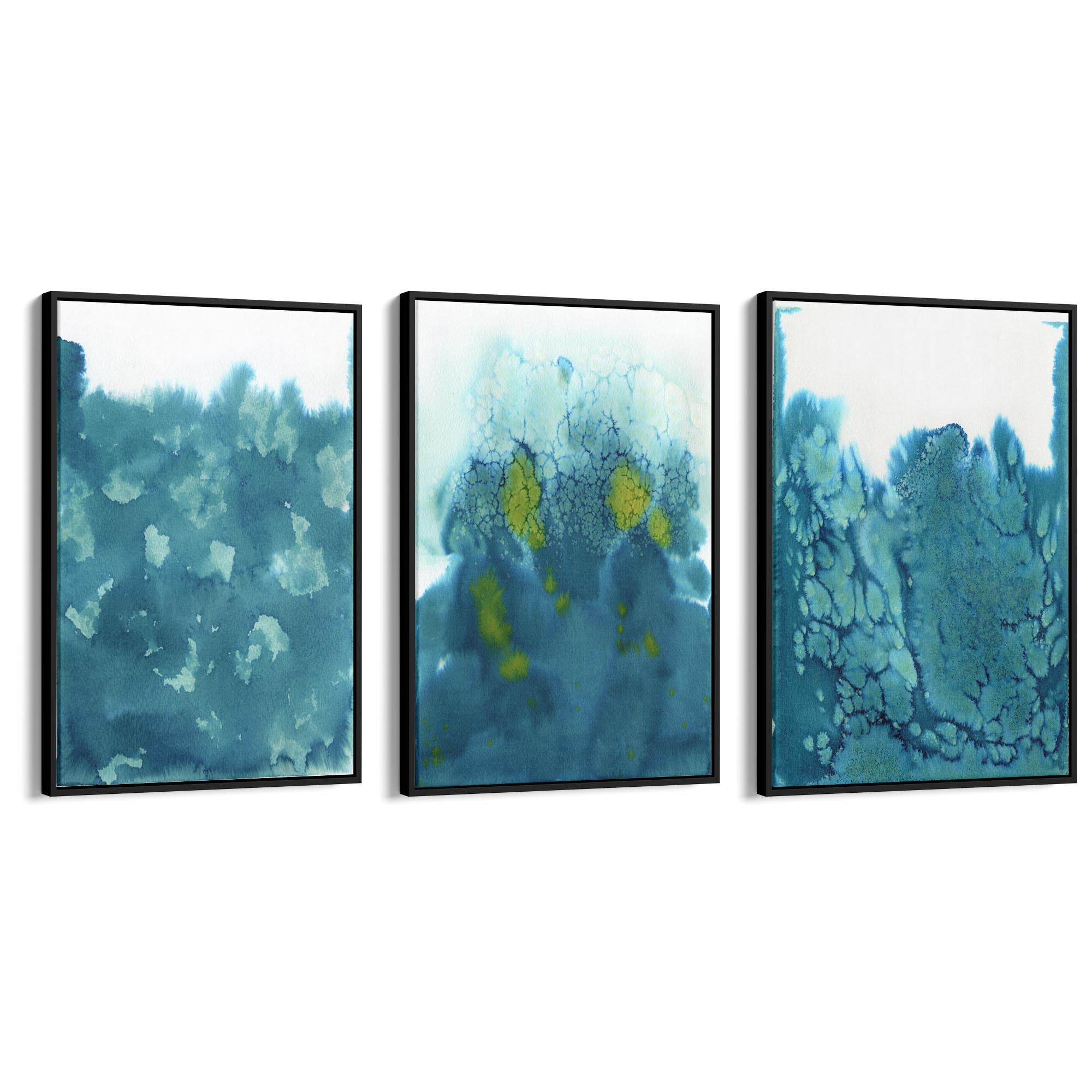 Set of Blue Ink Abstract Painting Faded Wall Art #5 - The Affordable Art Company