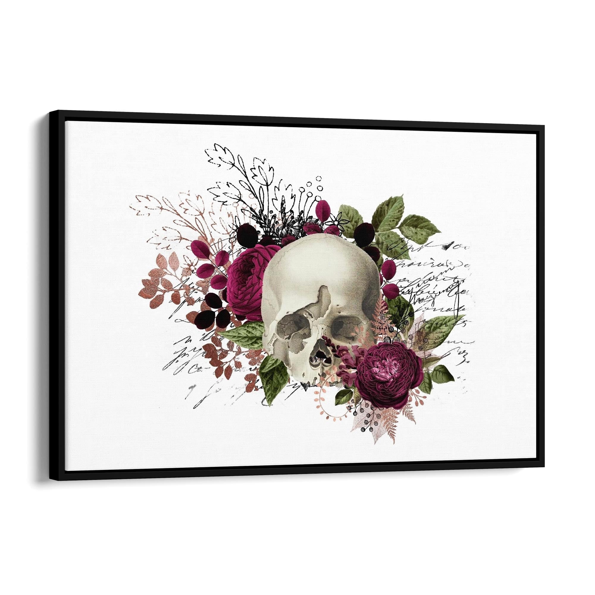 Purple Floral Skull Fashion Girls Bedroom Wall Art #1 - The Affordable Art Company