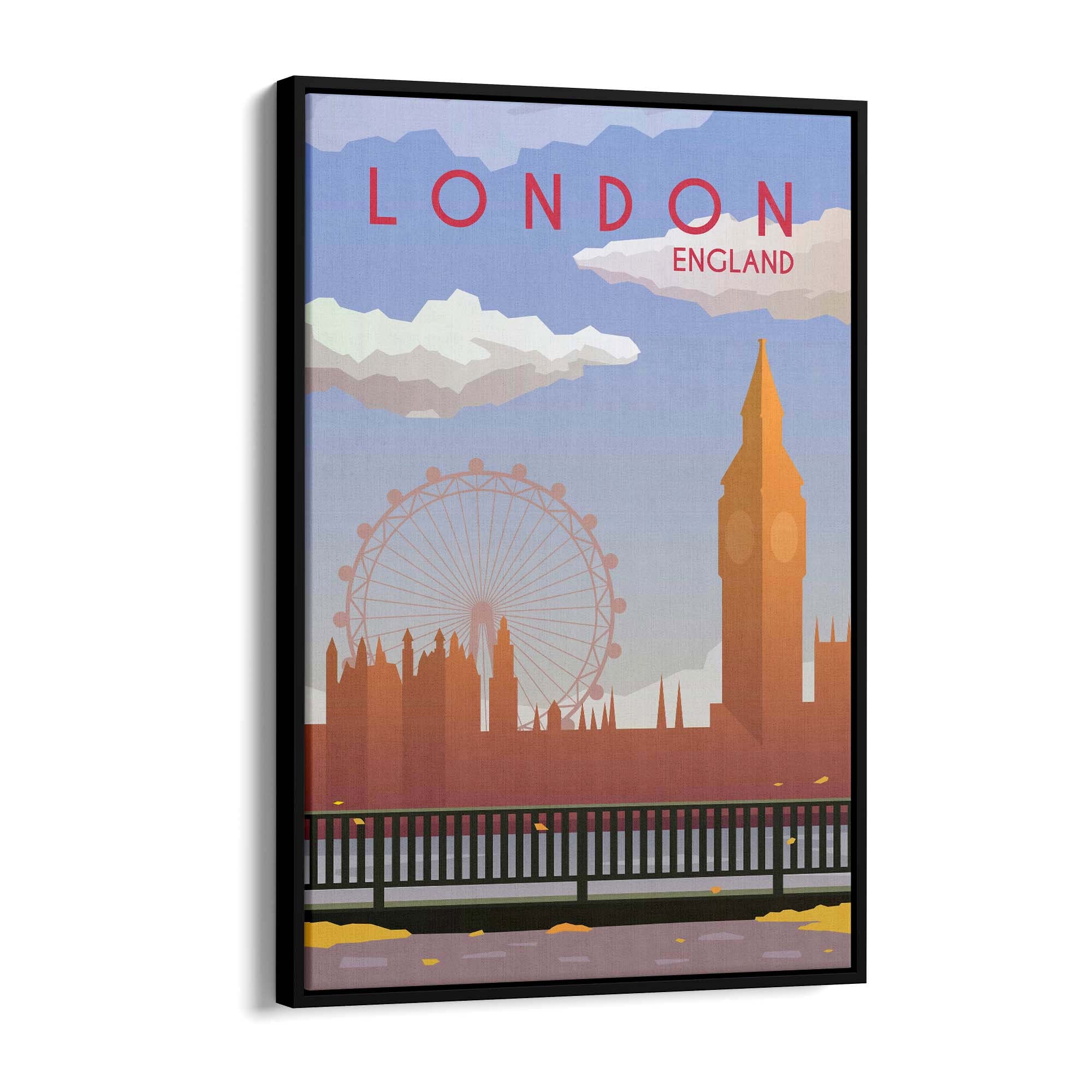 Retro London England UK Travel Vintage Wall Art - The Affordable Art Company