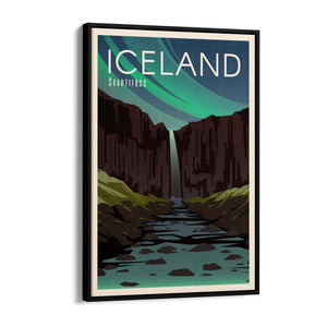 Retro Iceland European Travel Vintage Wall Art - The Affordable Art Company